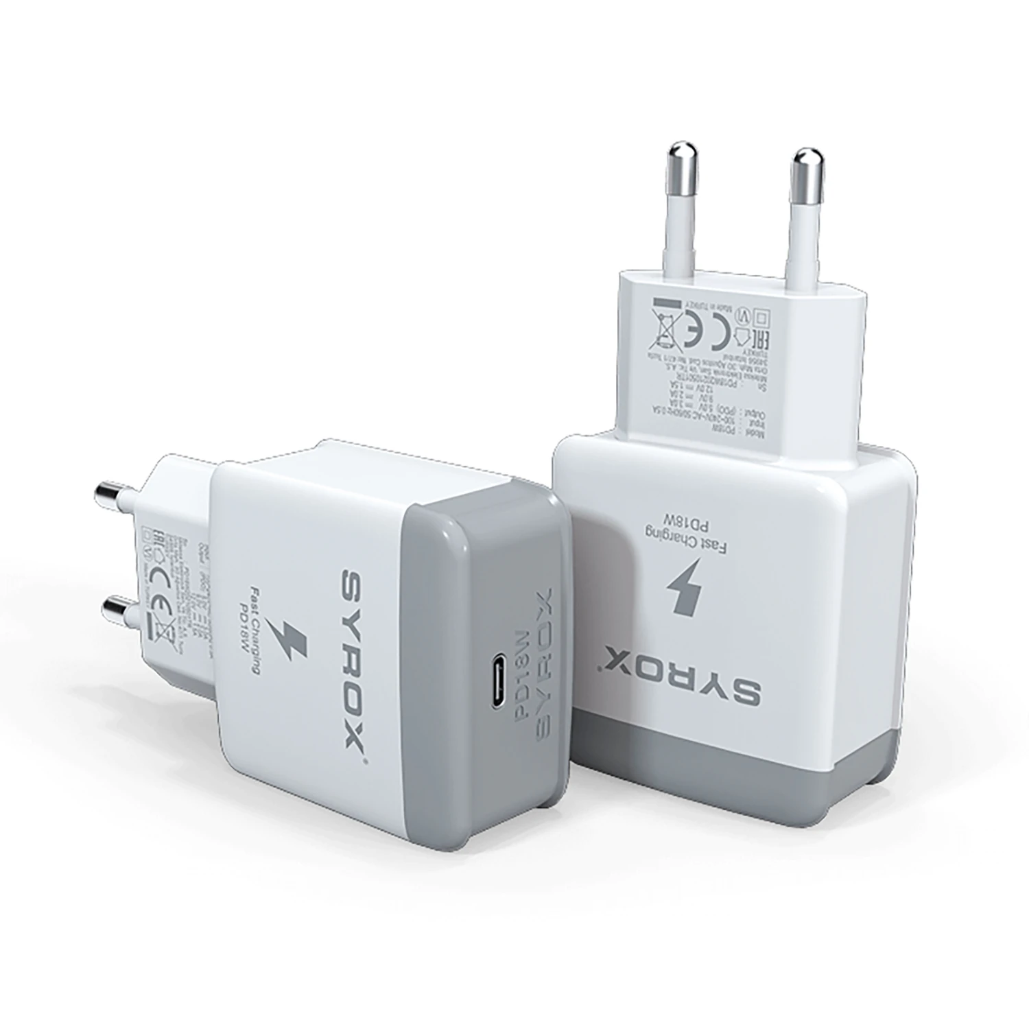 Syrox PD18B 3.0A 18W PD 1xType-C Port Çıkışlı Şarj Cihazı - Beyaz