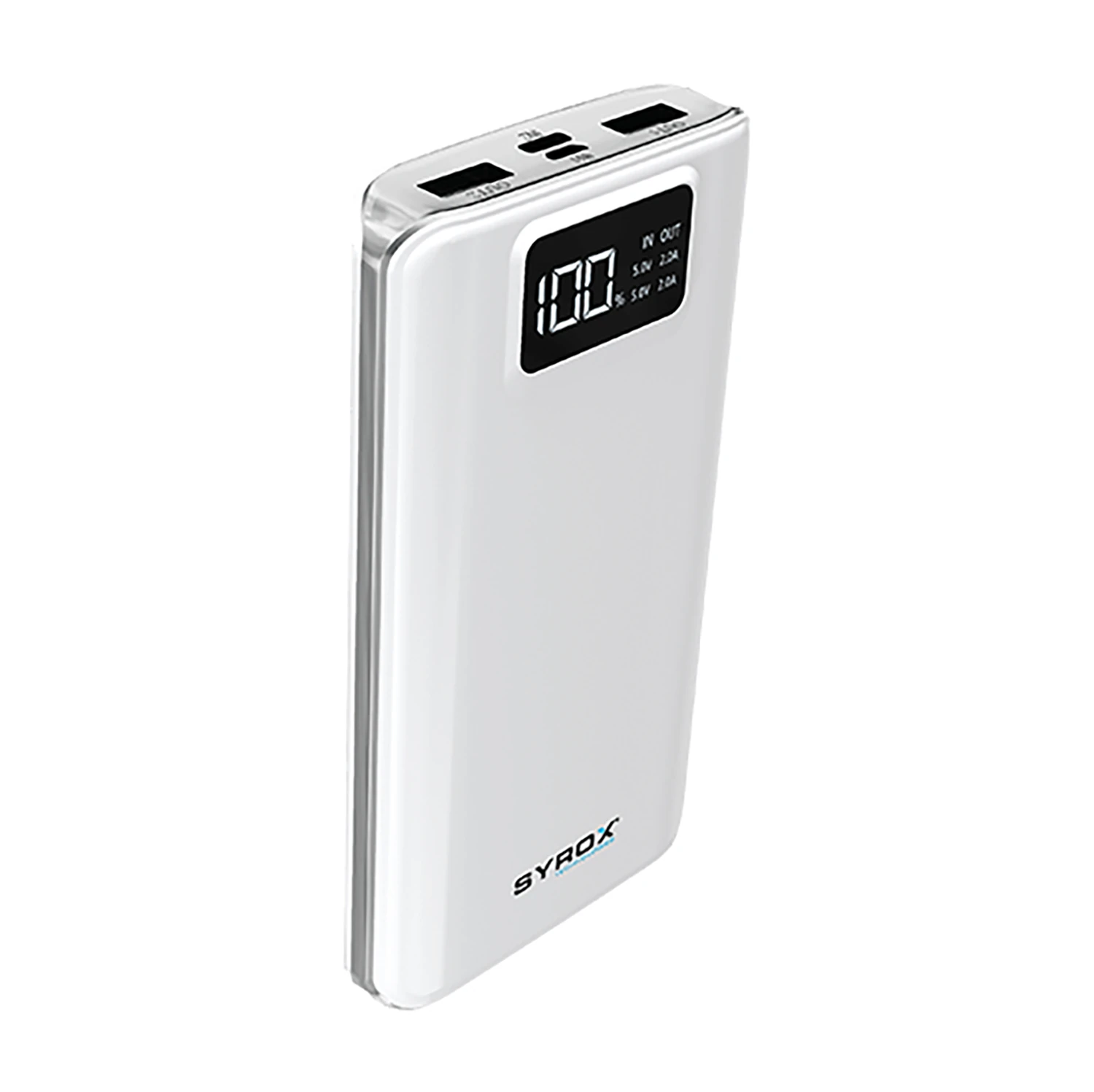 Syrox PB107 20.000mAh Dijital Göstergeli Çift Çıkışlı Powerbank - Beyaz