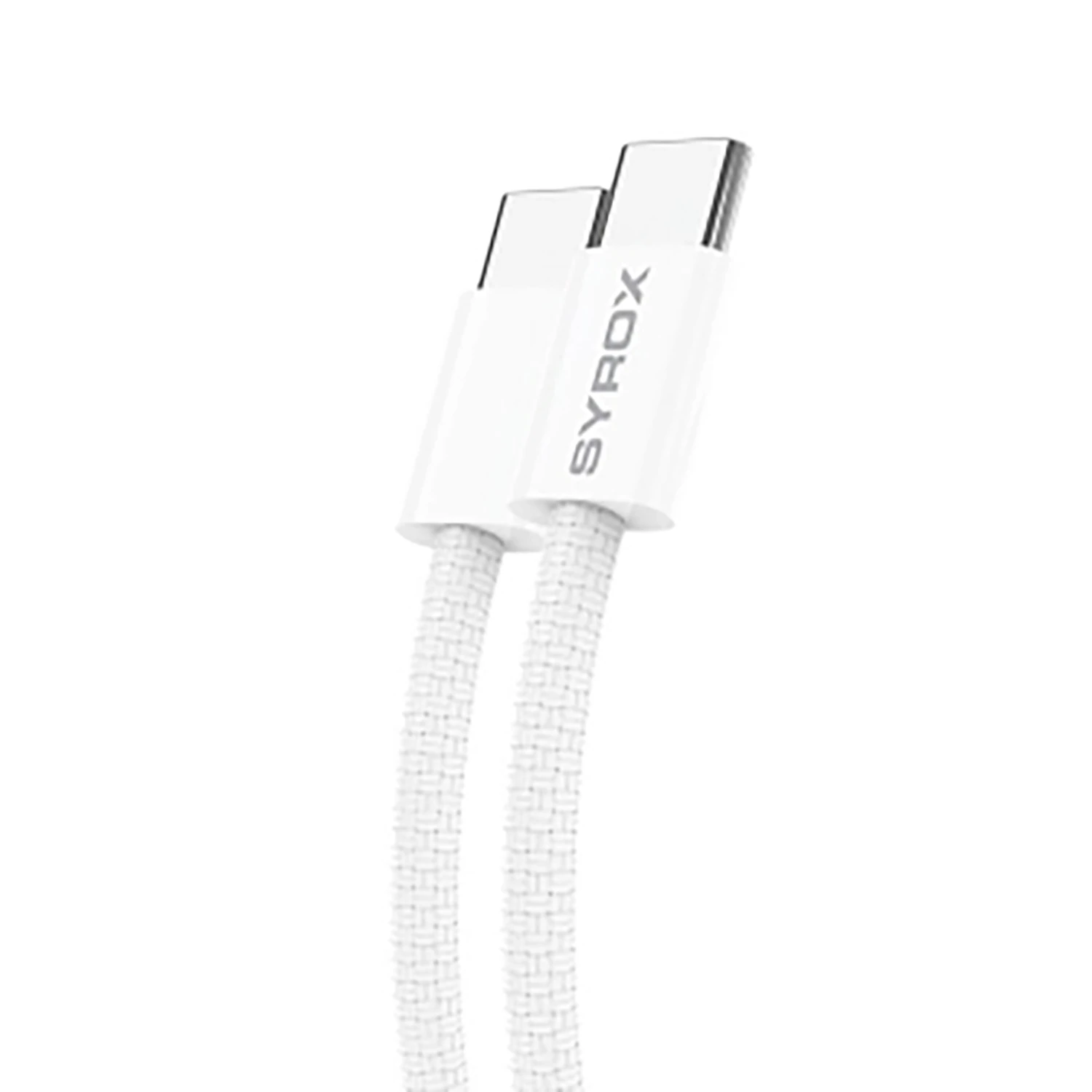 Syrox C146 60W PD 1mt Örgülü Type-C - Type-C Şarj & Data Kablosu - Beyaz