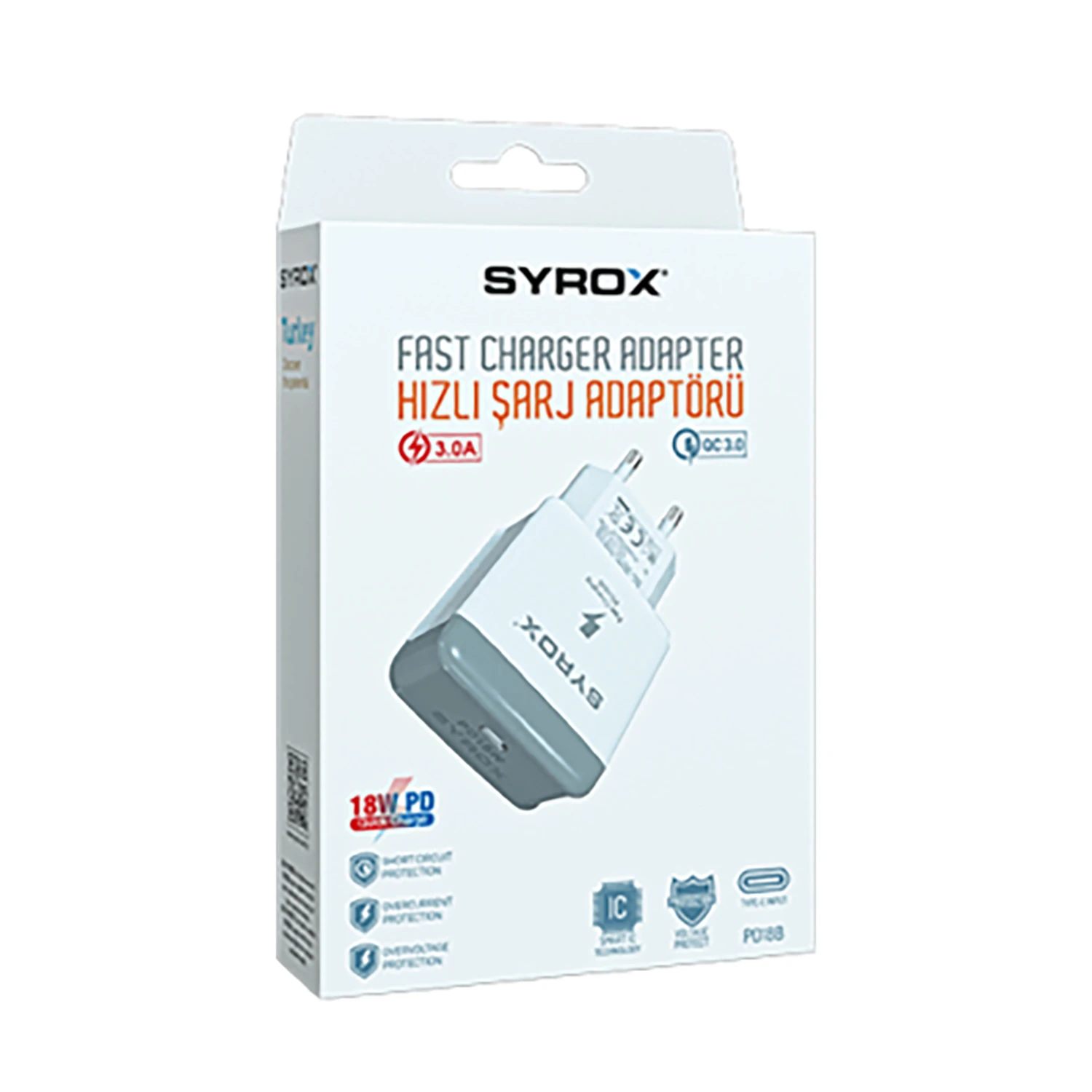 Syrox PD18B 3.0A 18W PD 1xType-C Port Çıkışlı Şarj Cihazı - Beyaz
