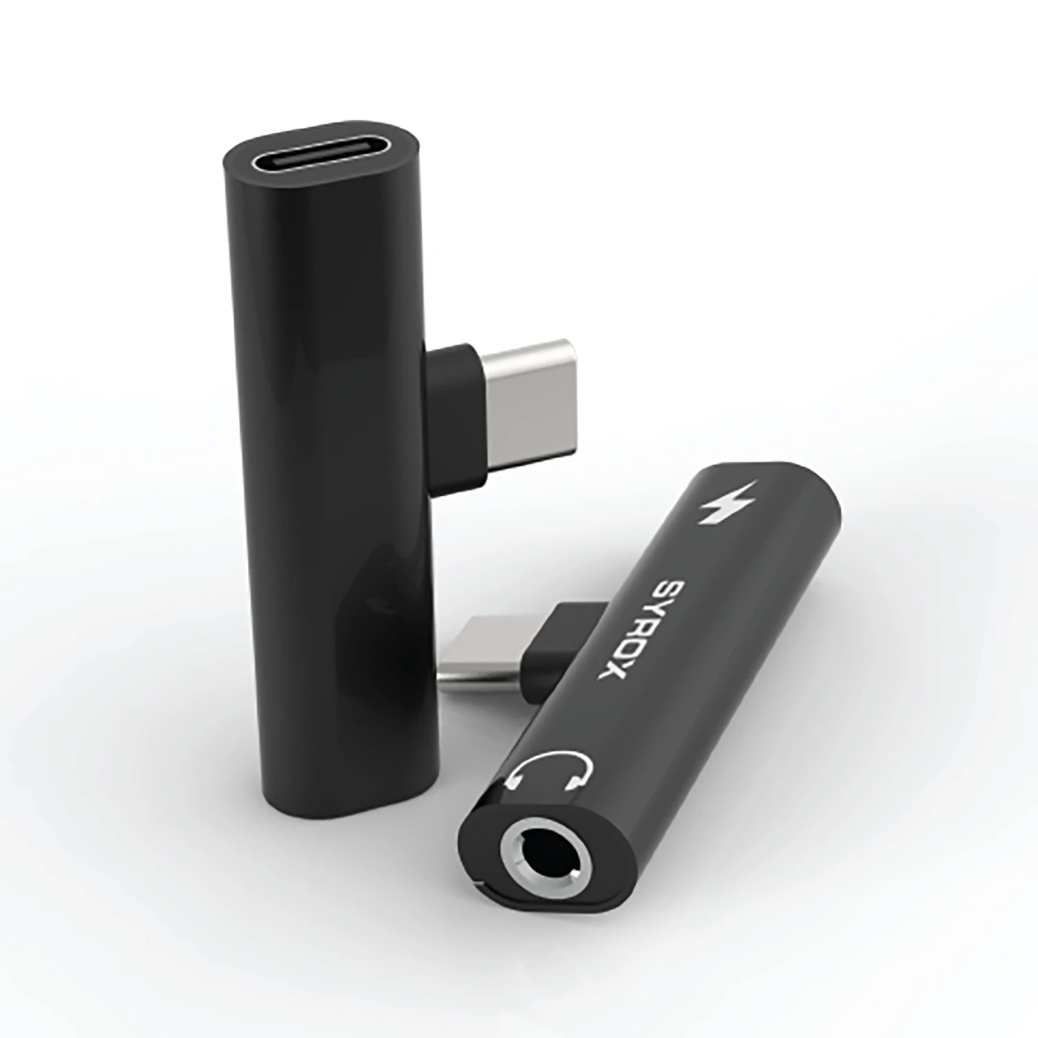 Syrox DT30T-TA Type-C - Type-C + 3.5mm AUX Maxi Ses ve Şarj Ayırıcı Dönüştürücü - Siyah