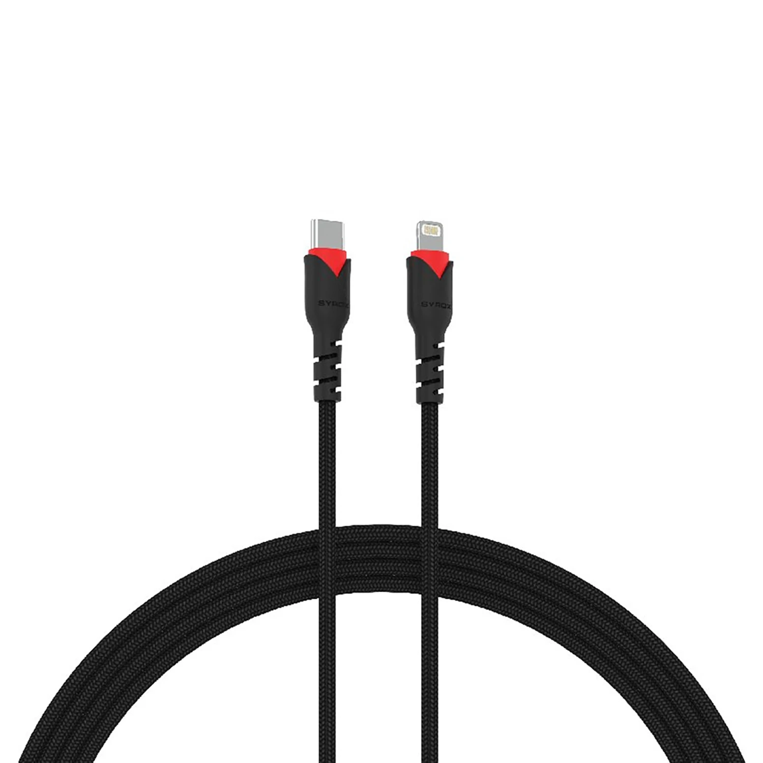 Syrox C130L 30W PD 1.10mt Örgülü Type-C - Lightning Şarj & Data Kablosu - Siyah