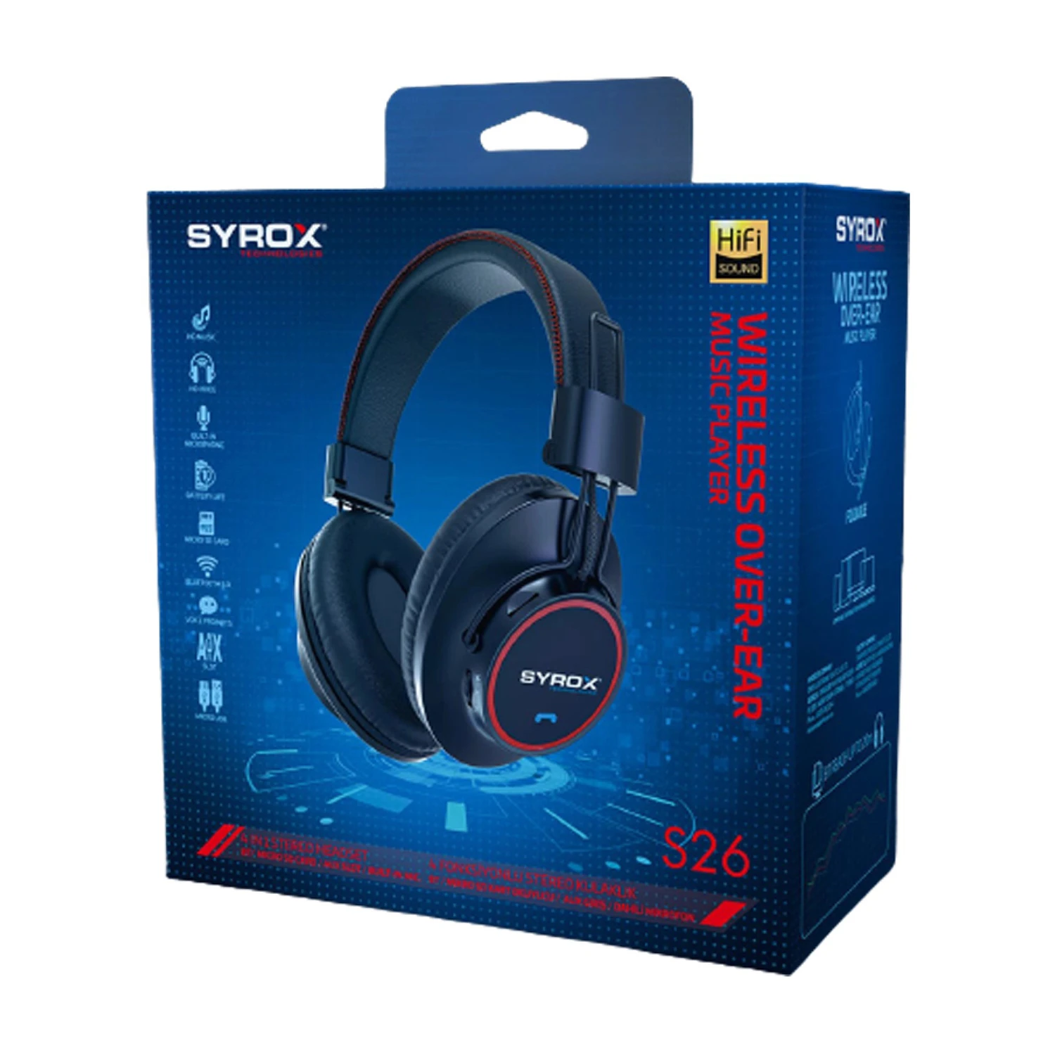 Syrox S26 Hafıza Kartı + 3.5mm AUX Destekli Bluetooth 5.0 Kablosuz Mikrofonlu Kulaküstü Kulaklık - Siyah