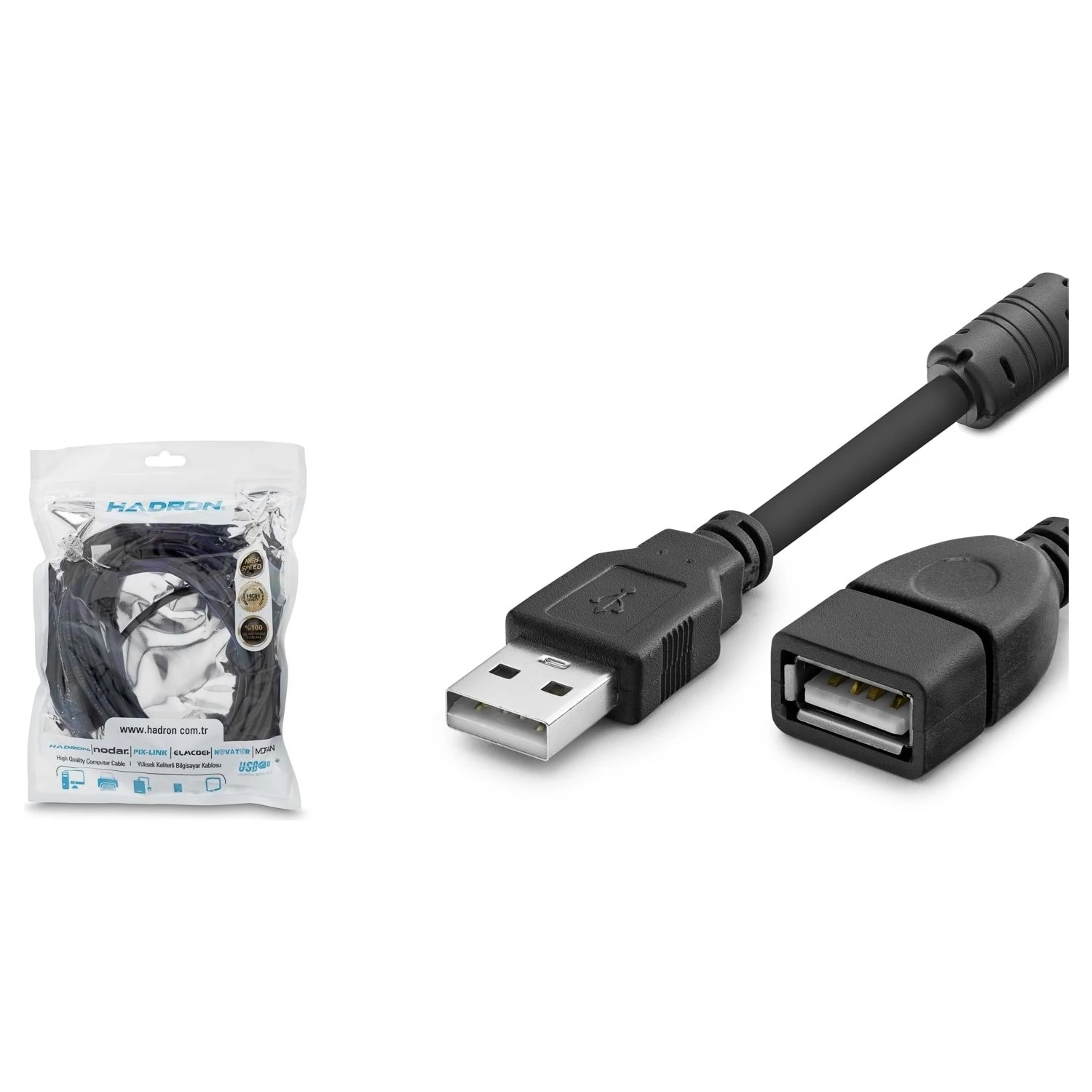 Hadron HDX7521 USB-A (D) - USB-A (E) 5mt USB Uzatma Kablosu - Siyah