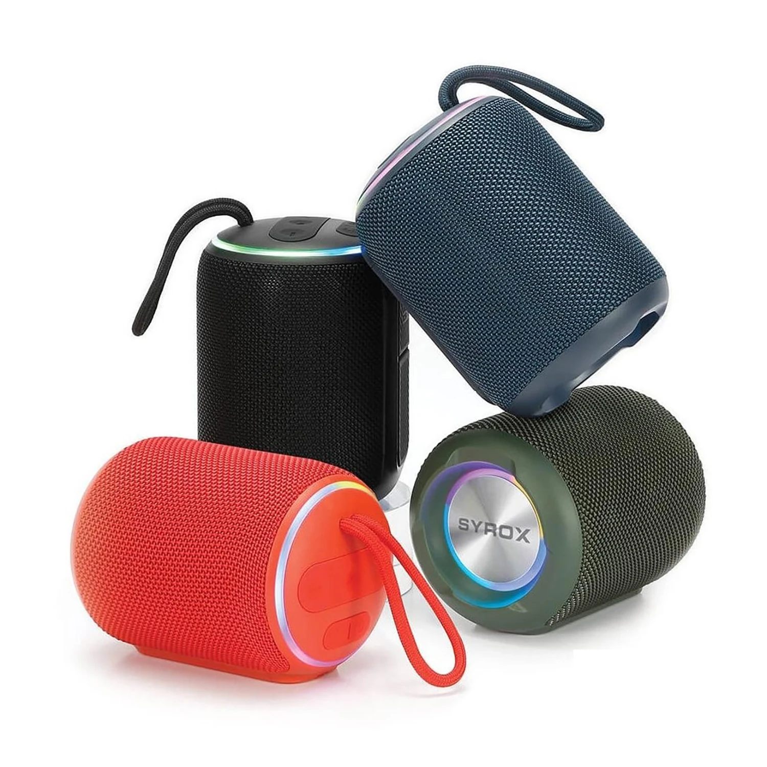 Syrox S33 RGB Ledli Hafıza Kartı + USB + 3.5mm AUX + FM + Eller Serbest 1x6W TWS Bluetooth 5.1 + EDR Kablosuz Hoparlör - Siyah