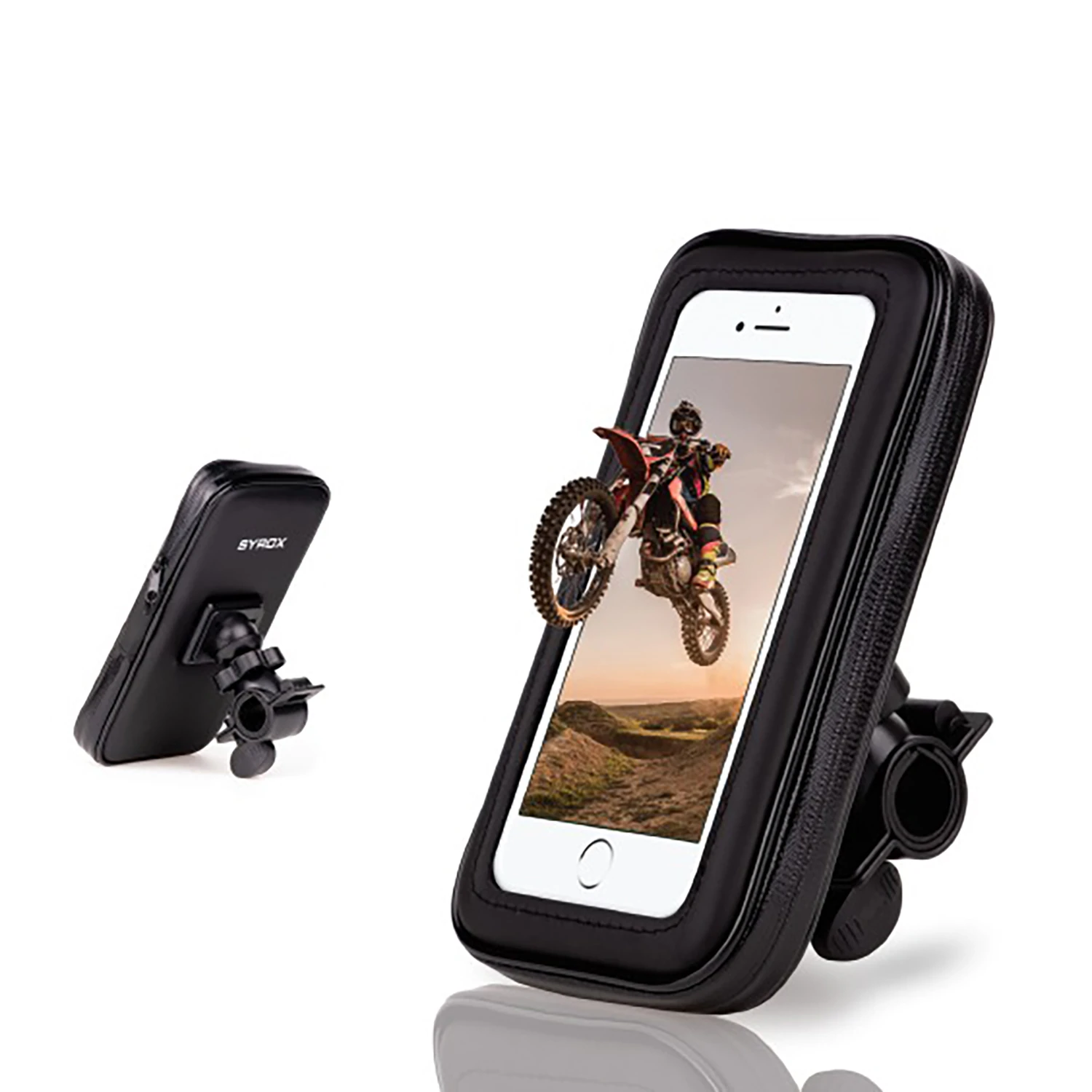 Syrox PH44 360° Ayarlanabilir Başlıklı Dış Mekan Motosiklet Bisiklet Telefon Tutucu - Siyah