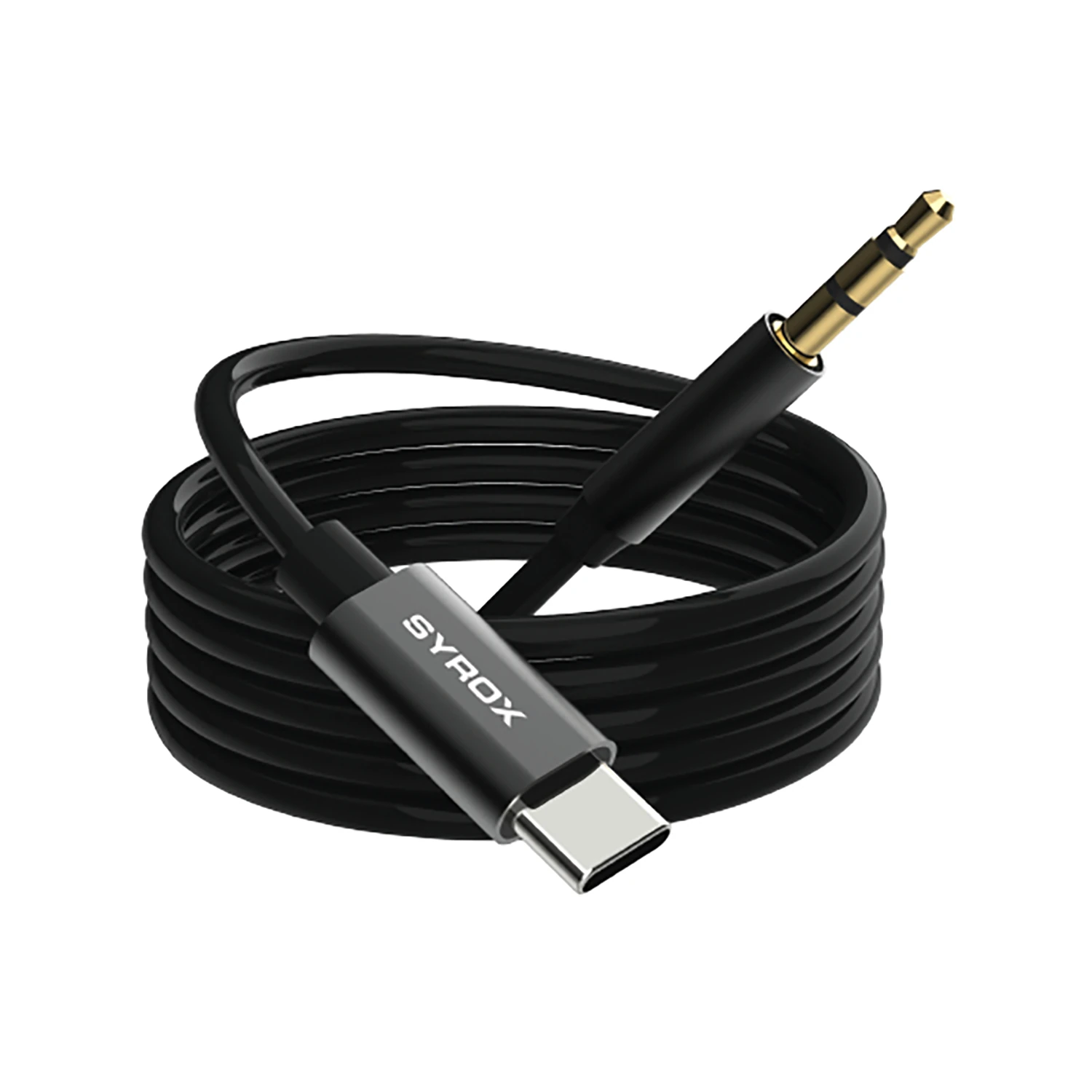 Syrox DT24T-J Type-C - 3.5mm AUX Dönüştürücü 1mt Ses Kablosu - Siyah