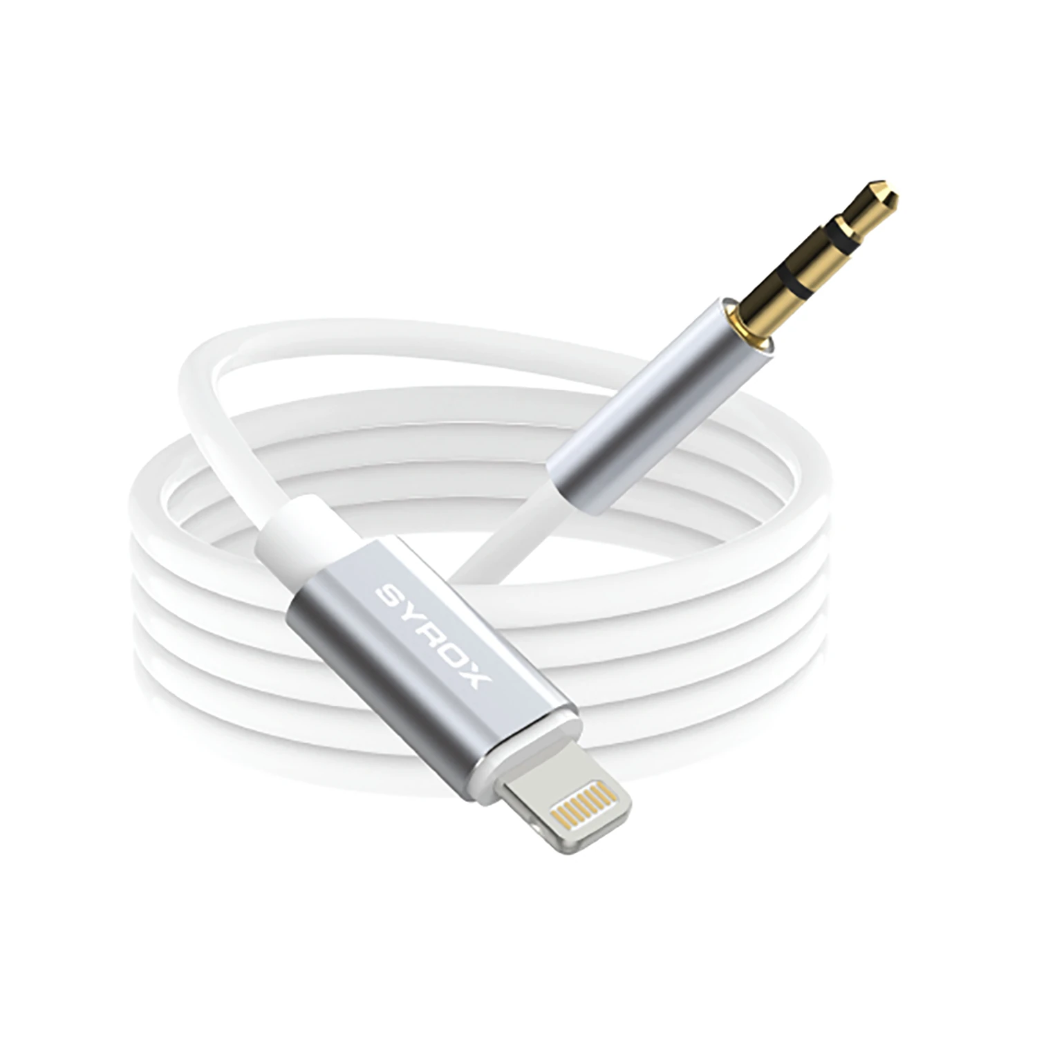 Syrox DT24L-J Lightning - 3.5mm AUX 1mt Dönüştürücü Ses Kablosu - Beyaz