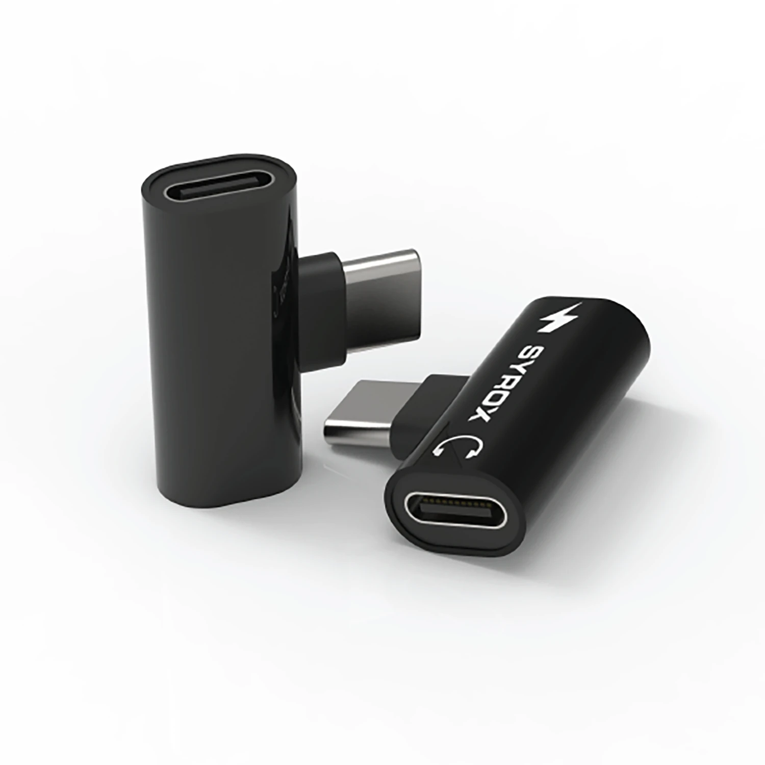 Syrox DT30T-TT Type-C - 2xType-C Mini Ses ve Şarj Ayırıcı Dönüştürücü - Siyah