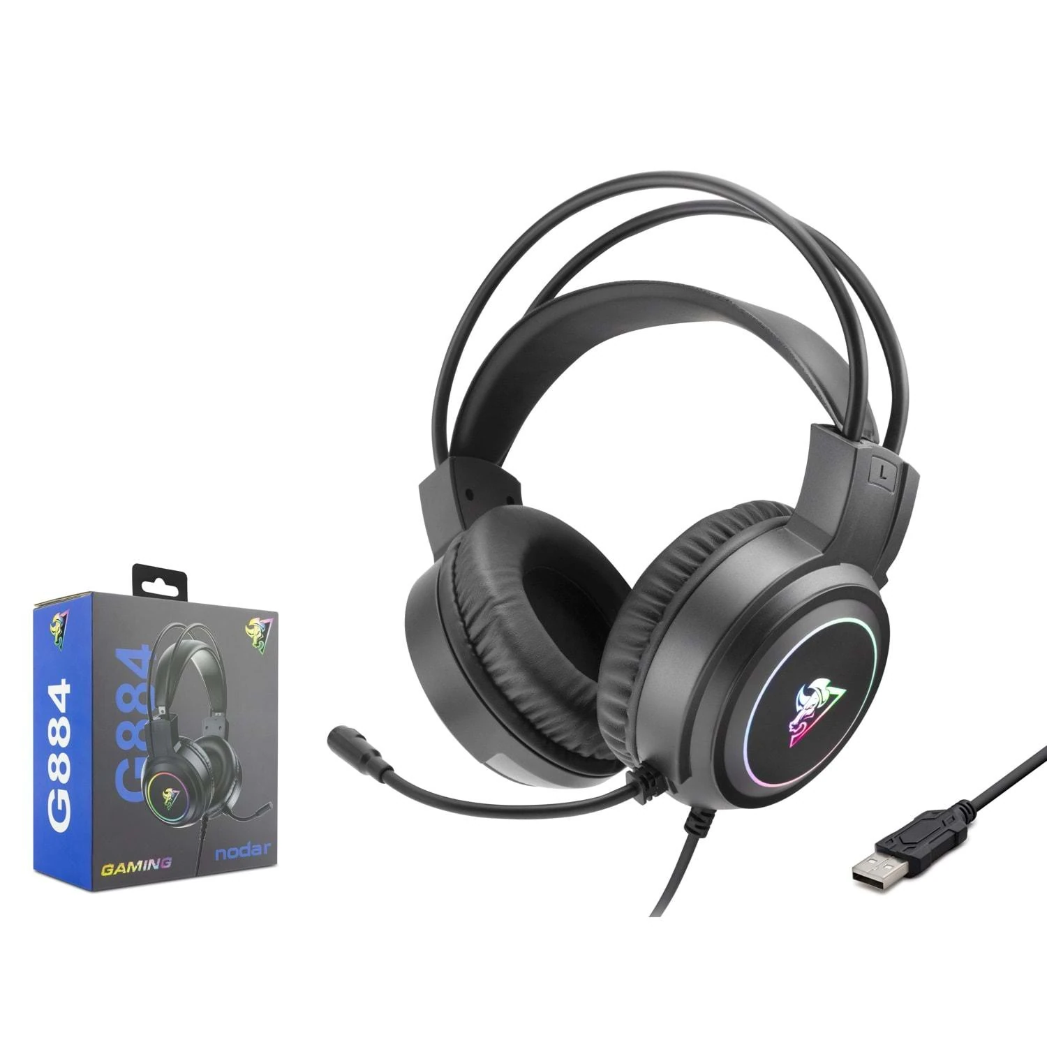 Hadron G884 RGB Ledli Mikrofonlu 2mt USB Kablolu Kulaküstü Oyuncu Kulaklığı - Siyah