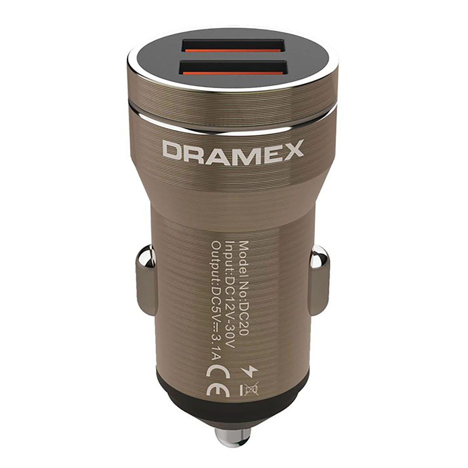 Dramex DC20B 3.1A 2xUSB-A Çıkışlı Hızlı Araç Şarj Cihazı - Kahverengi