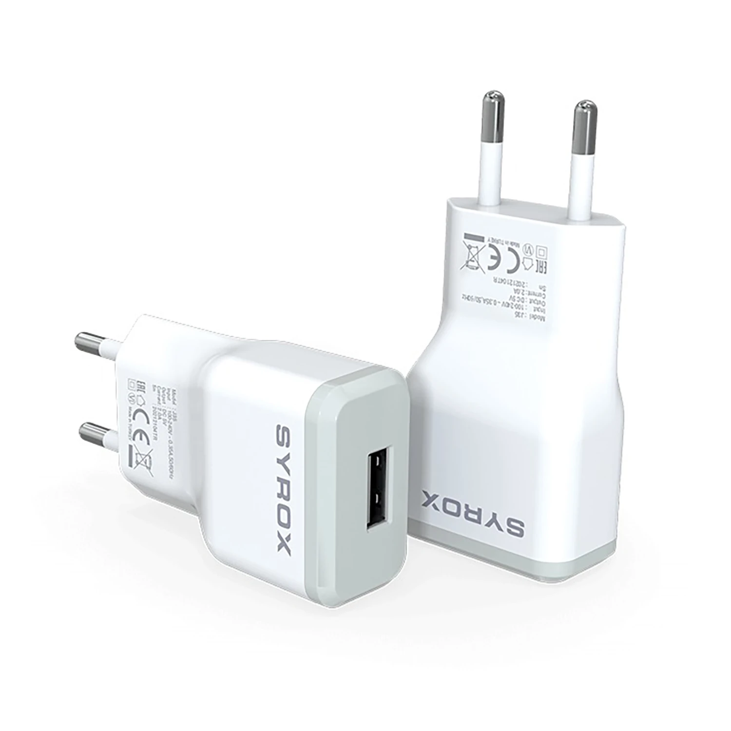 Syrox J35 2.1A 1xUSB-A Port Çıkışlı Hızlı Şarj Cihazı - Beyaz