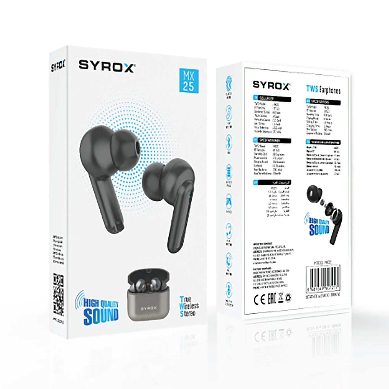 Syrox MX25 Bluetooth 5.3 TWS Kablosuz Mikrofonlu Kulakiçi Kulaklık - Siyah