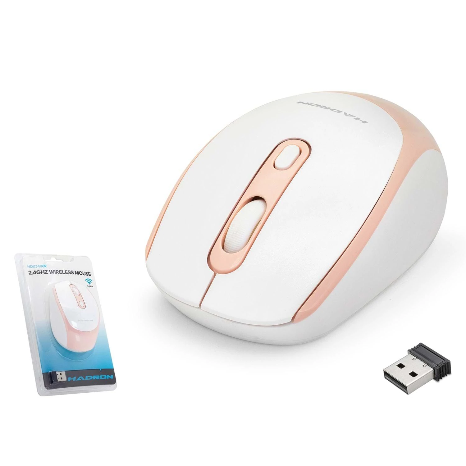 Hadron HDX3406 1600dpi 2.4Ghz USB Kablosuz Mouse - Pembe-Beyaz