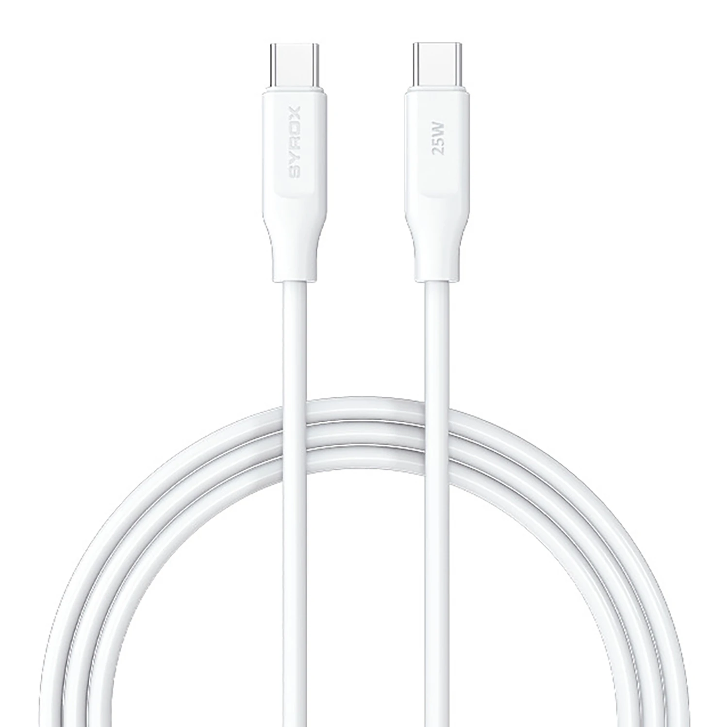 Syrox PD25TK 3.0A 25W 1mt Type-C - Type-C Şarj & Data Kablosu - Beyaz