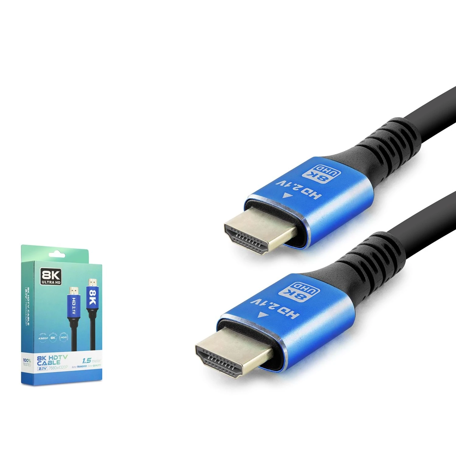 Hadron HDX2044 8K 60Hz 3D HDR v2.1 1.5mt HDMI Kablo - Mavi-Siyah