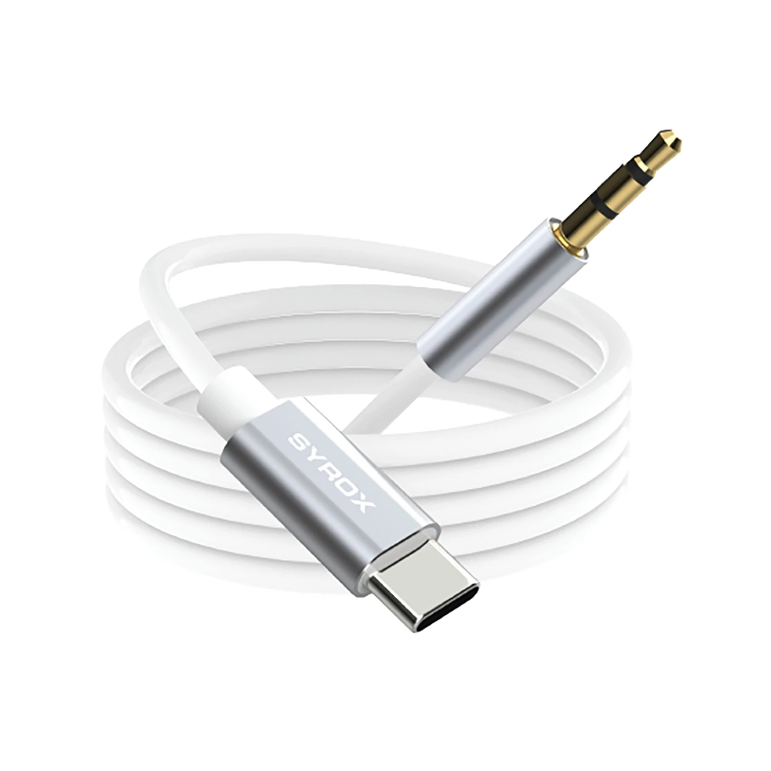 Syrox DT24T-J Type-C - 3.5mm AUX Dönüştürücü 1mt Ses Kablosu - Beyaz