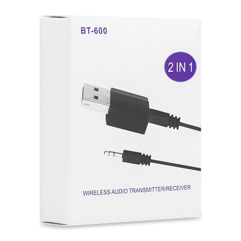 Hadron BT600 3.5mm AUX Bağlantılı USB Güç Beslemeli Bluetooth v5.0 Verici Alıcı Adaptör - Siyah