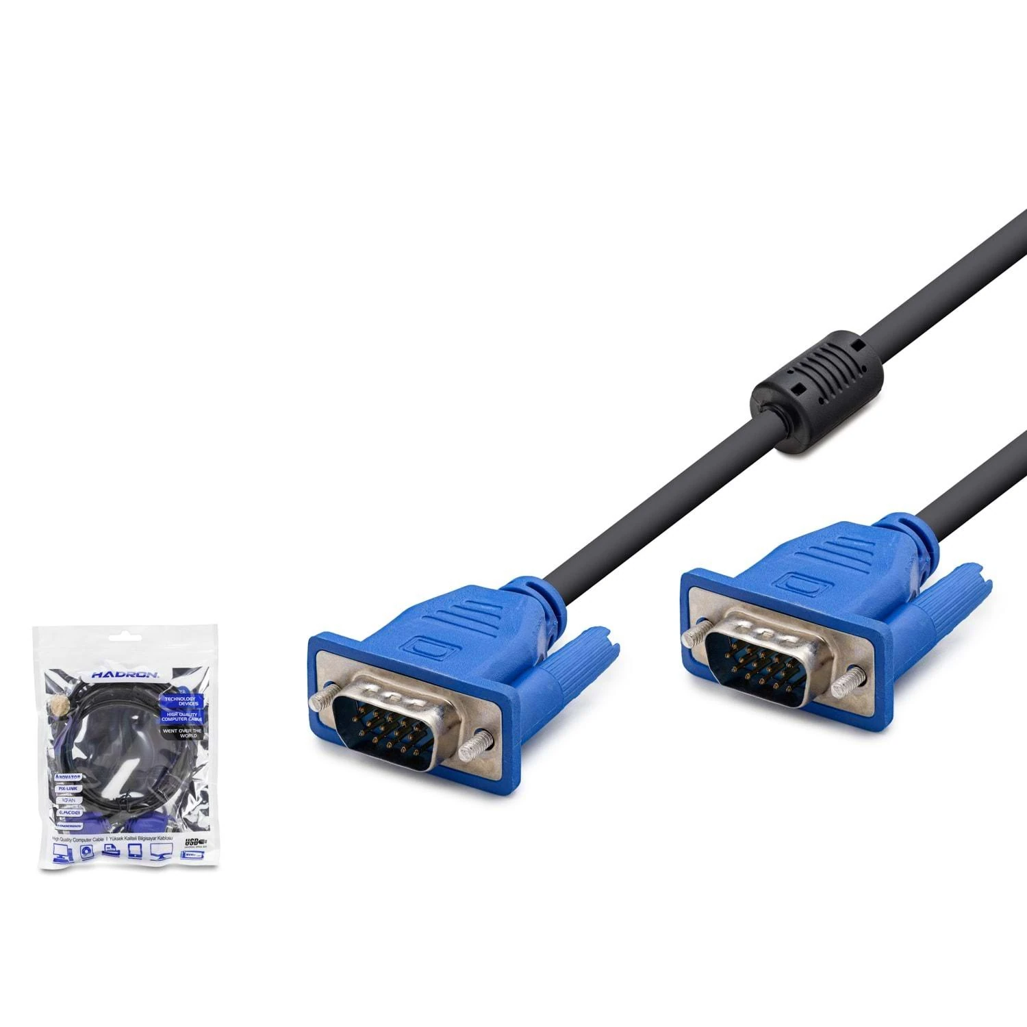 Hadron HDX7784 OD6.0 1.50mt VGA Kablo - Siyah