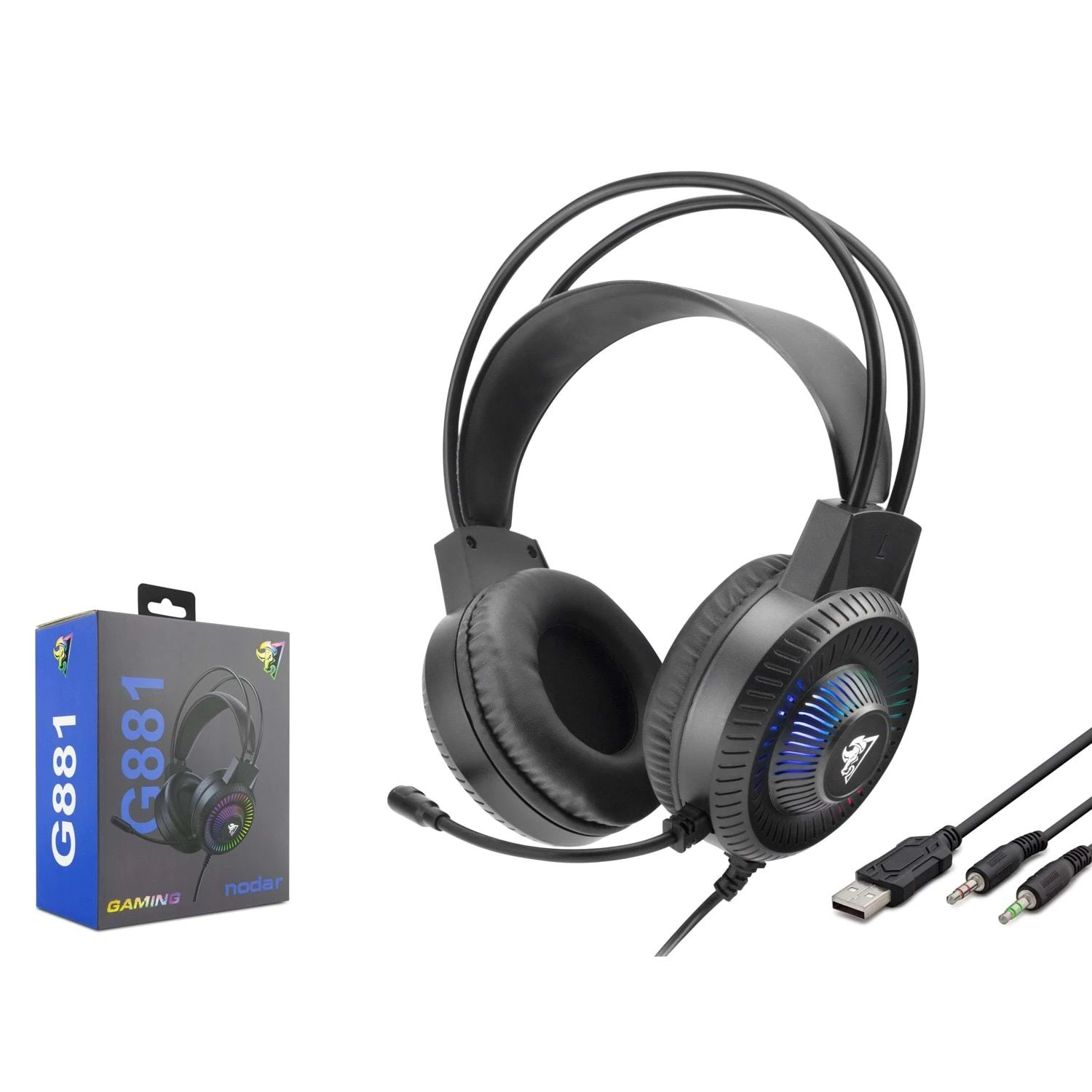 Hadron G881 RGB Ledli Mikrofonlu 2x3.5mm AUX 2mt Kablolu Kulaküstü Oyuncu Kulaklığı - Siyah