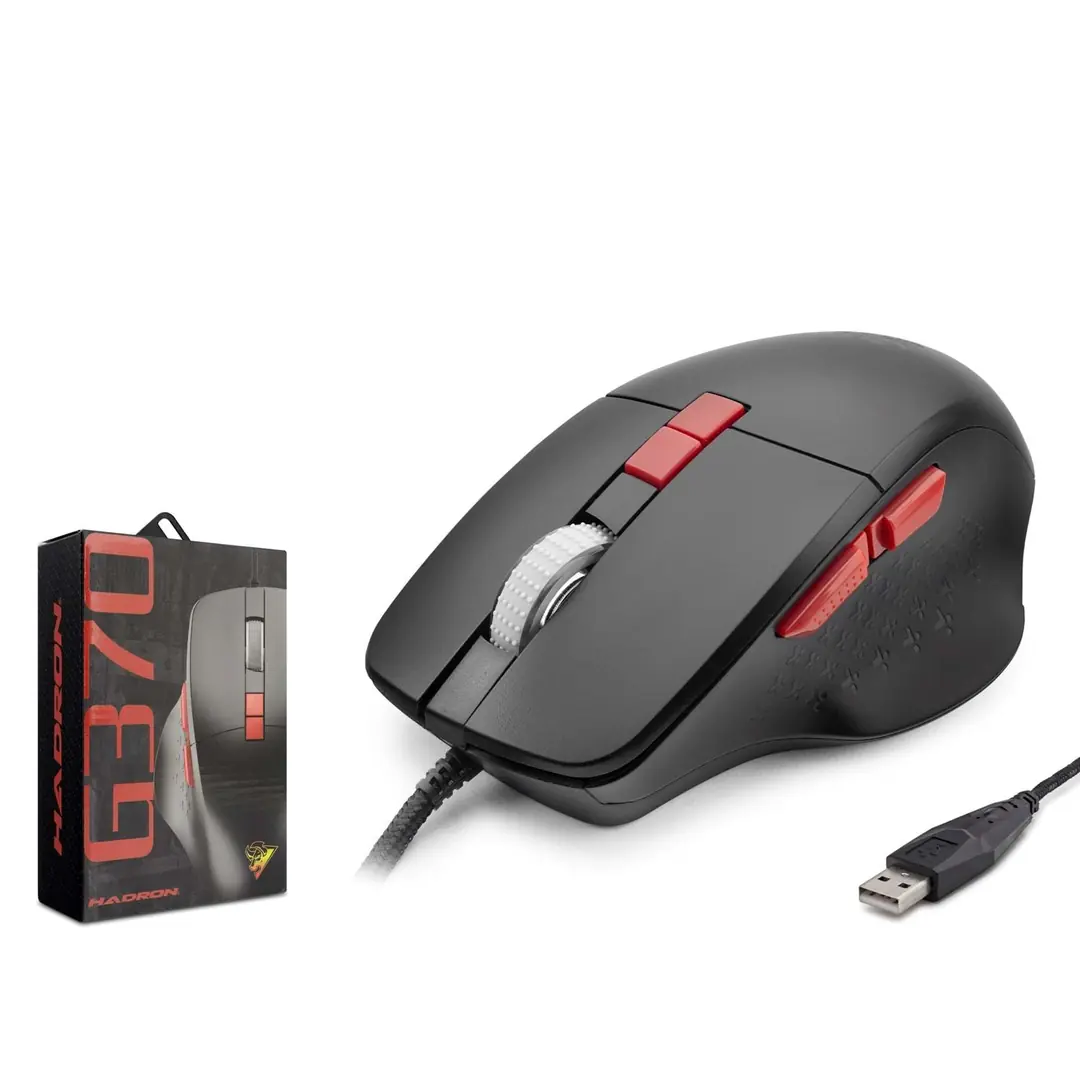 Hadron G370 3600dpi RGB Ledli 1.50mt USB Kablolu Oyuncu Mouse - Siyah
