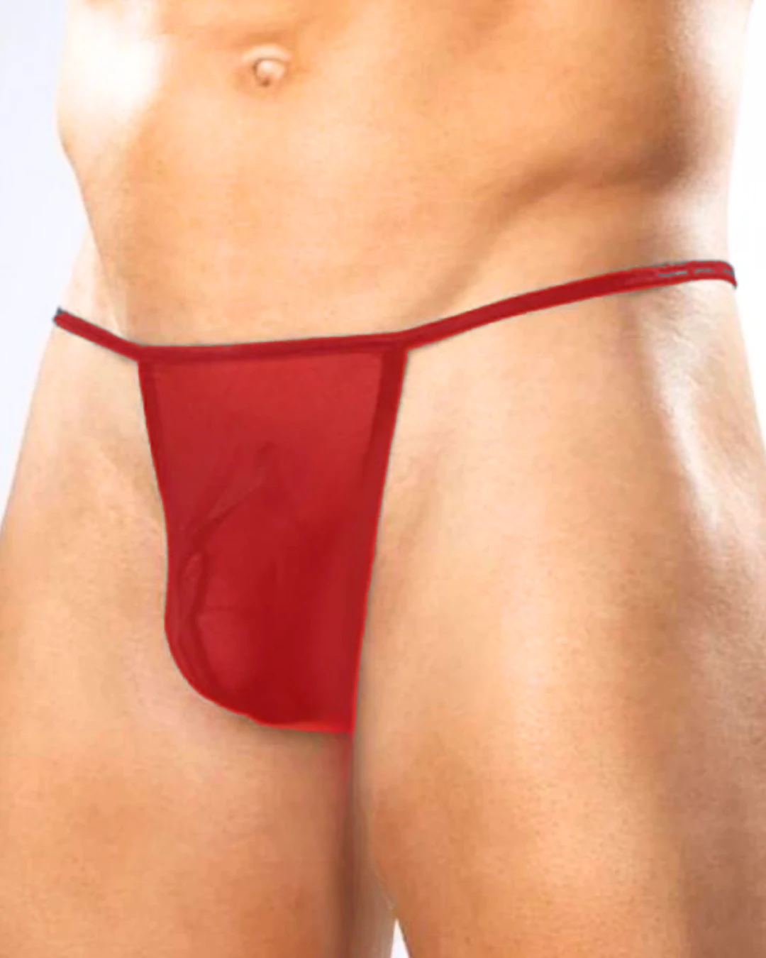 Lady Amoura Fantezi Kırmızı Transparan Seksi Tül Erkek String TG274602