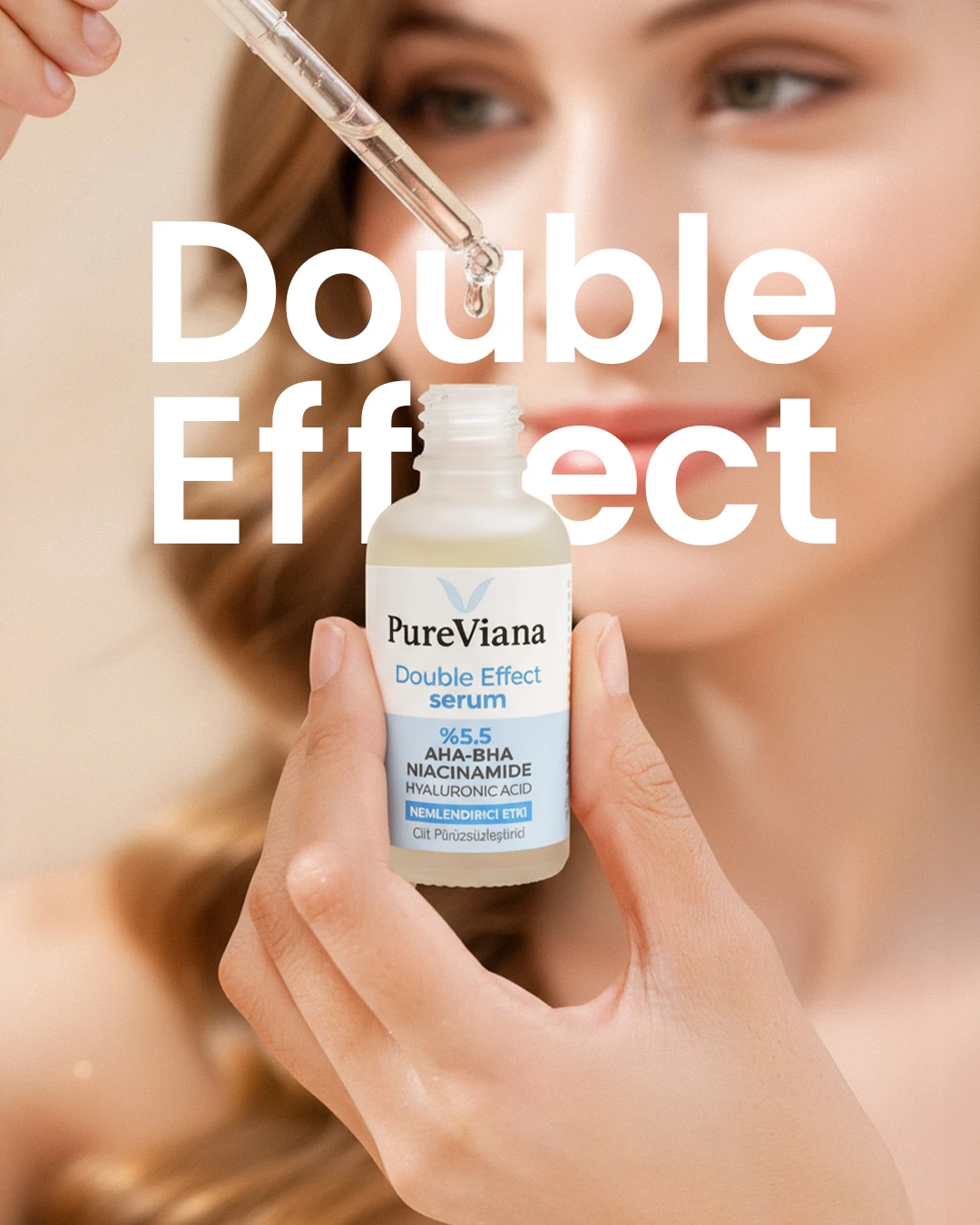 Double Effect Serum 30ml –AHA-BHA + Niacinamide– Aydınlatıcı, Gözenek Sıkılaştırıcı, Ton Eşitleyici