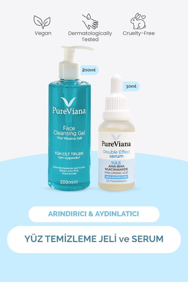 Arındırıcı & Aydınlatıcı Set – 2’li – Yüz Temizleme Jeli ve Serum