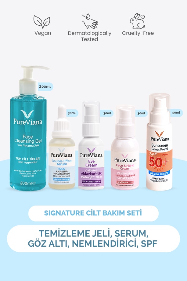 Signature Cilt Bakım Seti – 5’li – Temizleme, Serum, Göz Altı, Nem, SPF