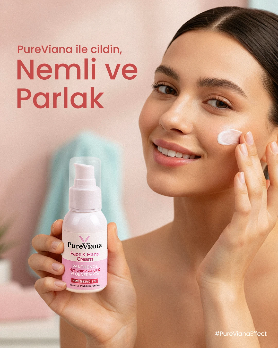 Yüz & El Kremi 60ml – Hyaluronik Asit 8D + Aloe Vera + Cica + Shea – Nemlendirici, Bariyer Onarıcı