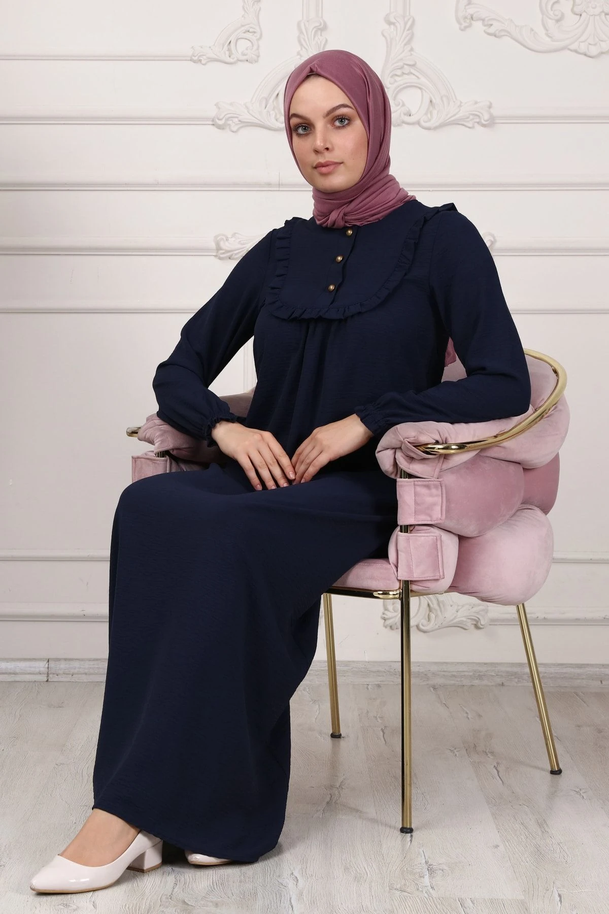 Fırfır Detaylı Aerobin Tessetür Elbise