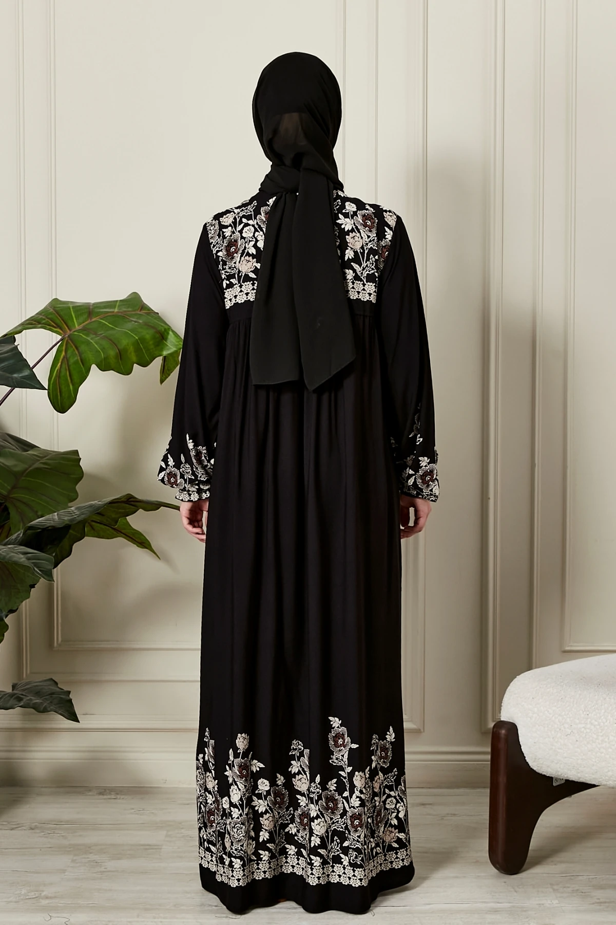 Düz Robadan Önü Düğmeli Viskon Kumaş Tessetür Giyim Anne Elbisesi Namaz Elbisesi