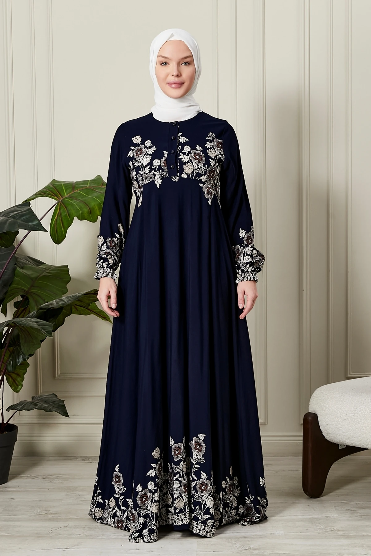 çiçek desen lacivert