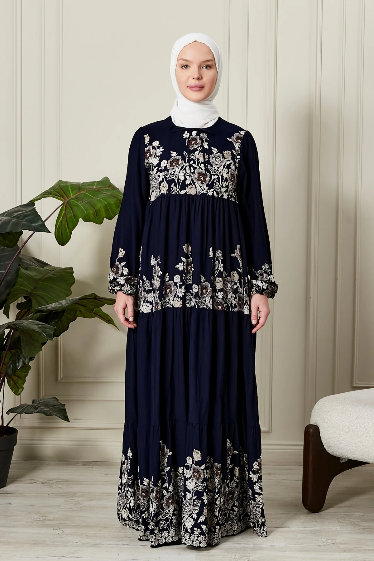 çiçek desen lacivert