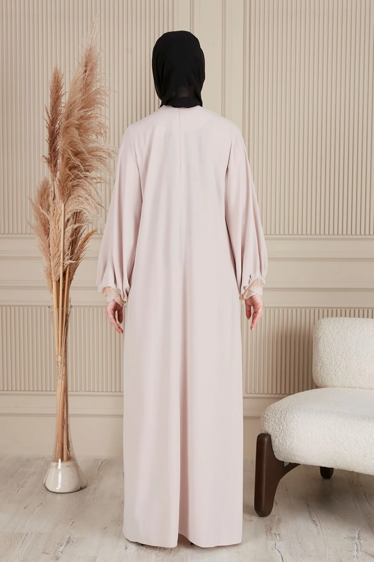 Krep Kumaş Boydan Tesettür  Elbise