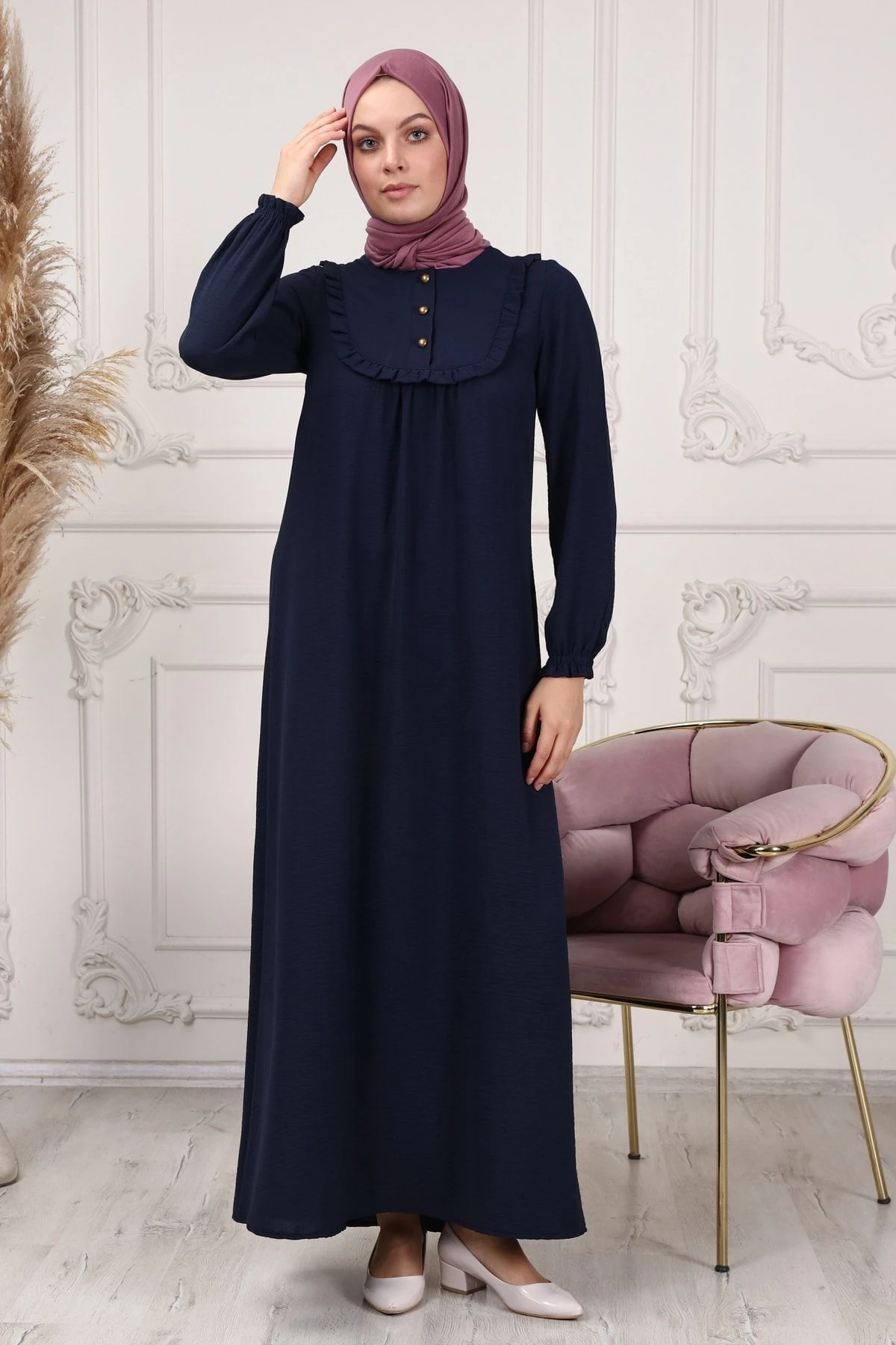 Fırfır Detaylı Aerobin Tessetür Elbise