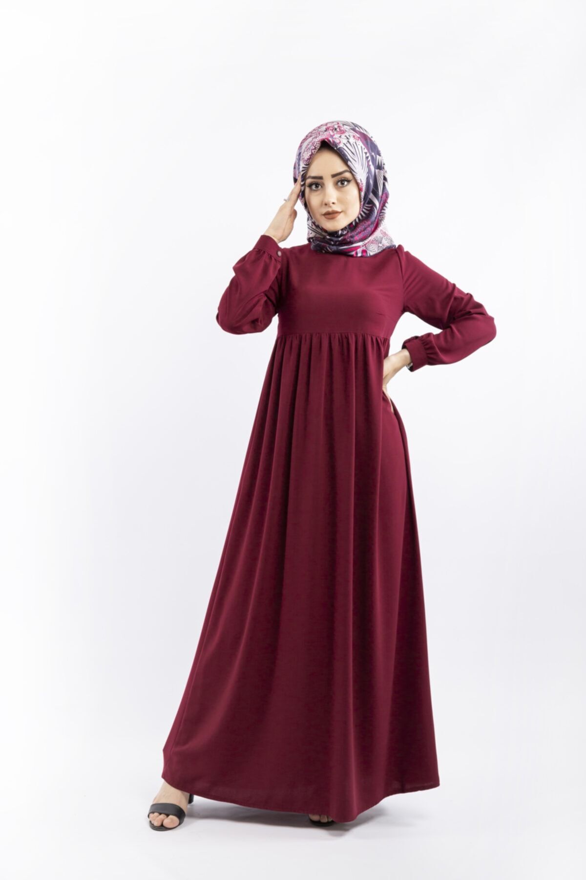 Kadın Bordo Krep Elbise
