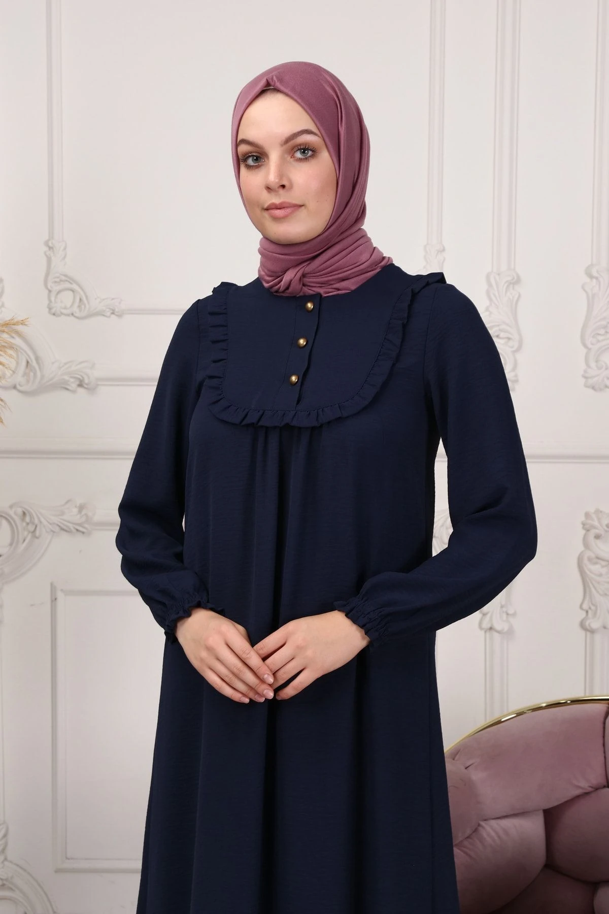 Fırfır Detaylı Aerobin Tessetür Elbise