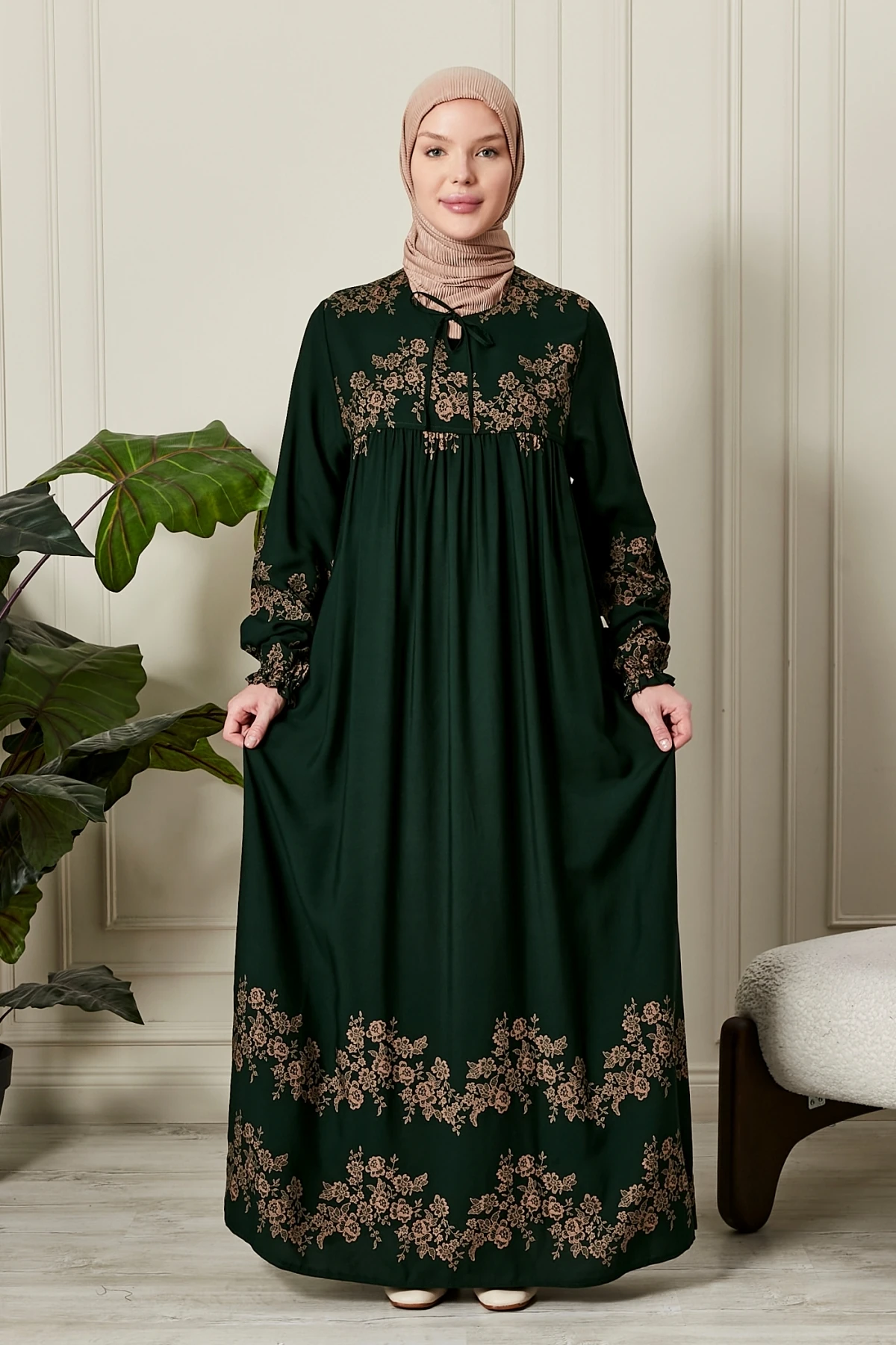 i̇nce çiçekli haki