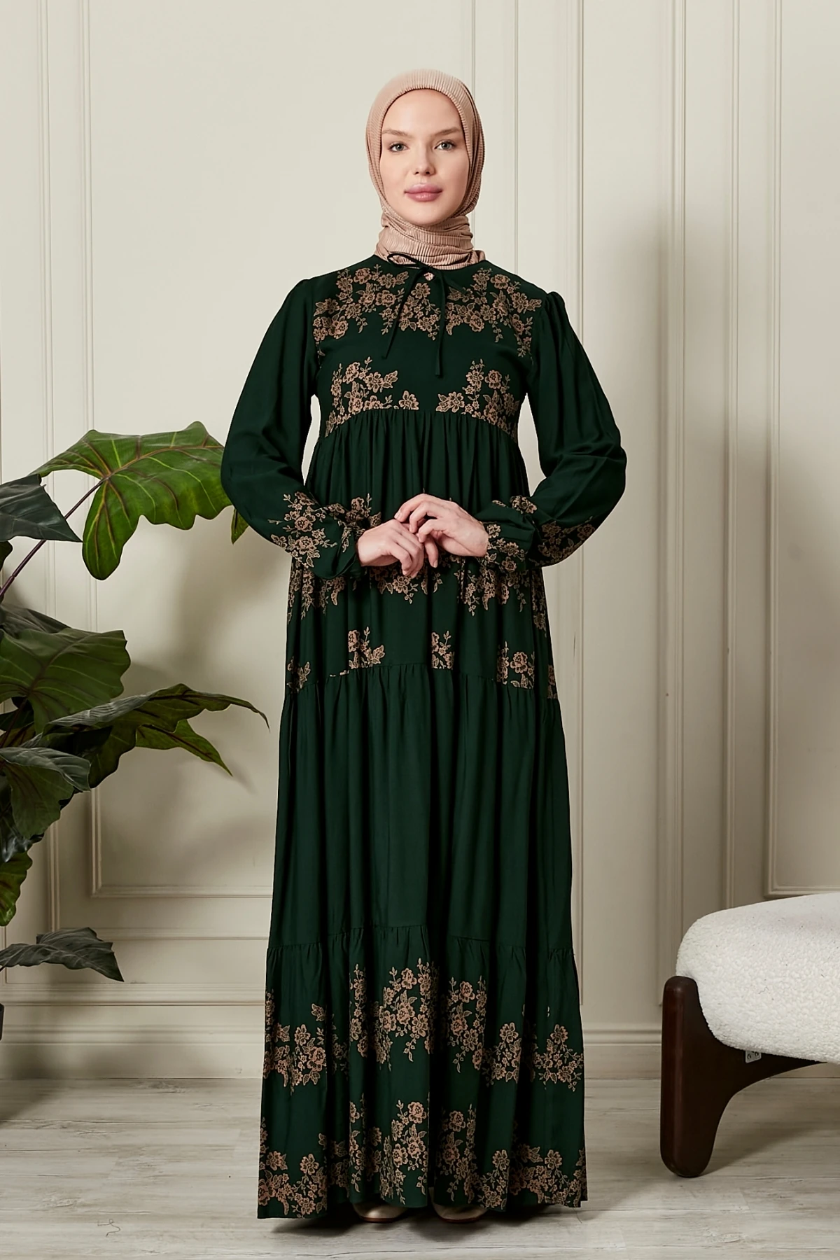 i̇nce çiçekli haki