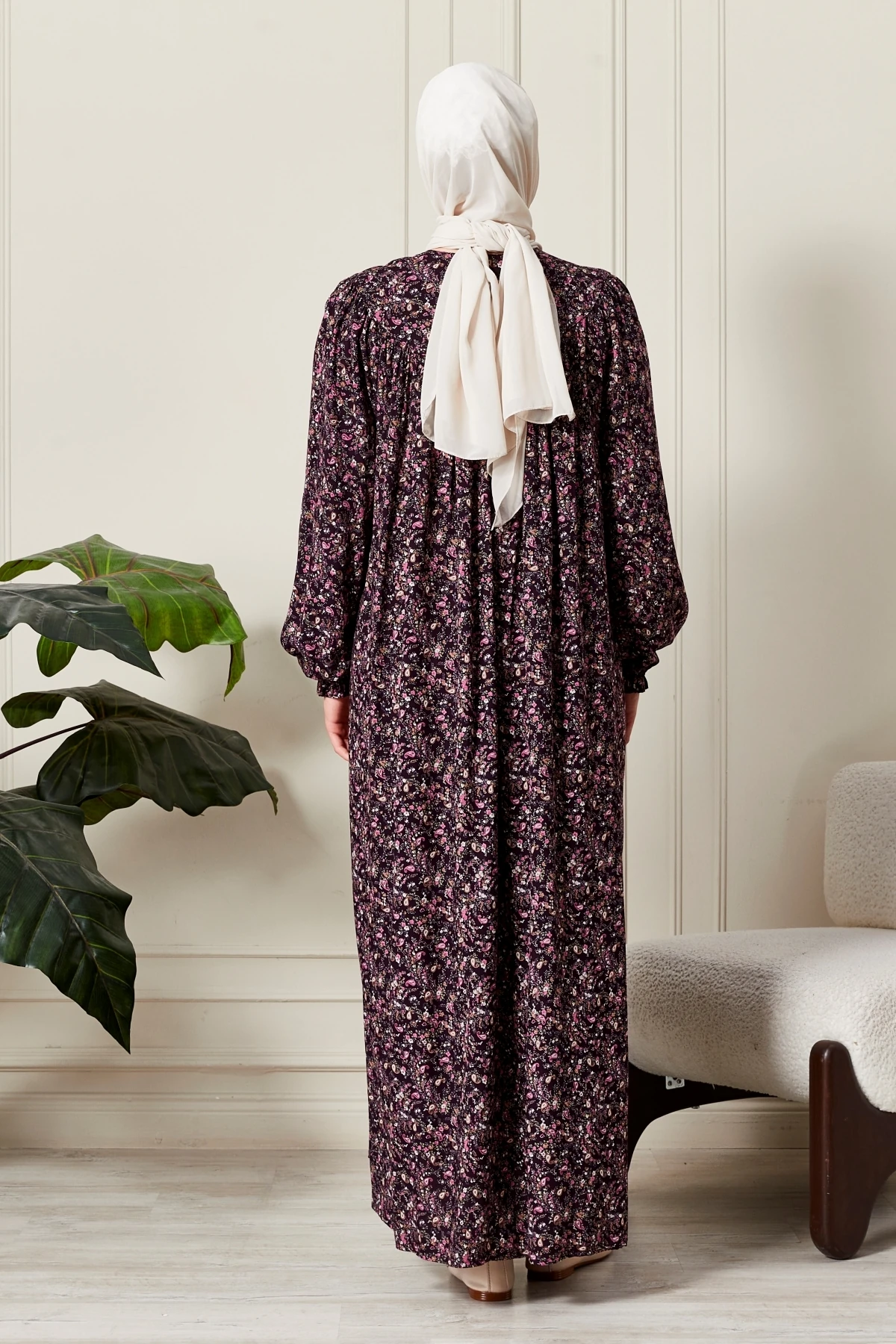 Yuvarlak Roba Anne Elbisesi Tesettür Elbise Boydan Elbise Viskon Kumaş