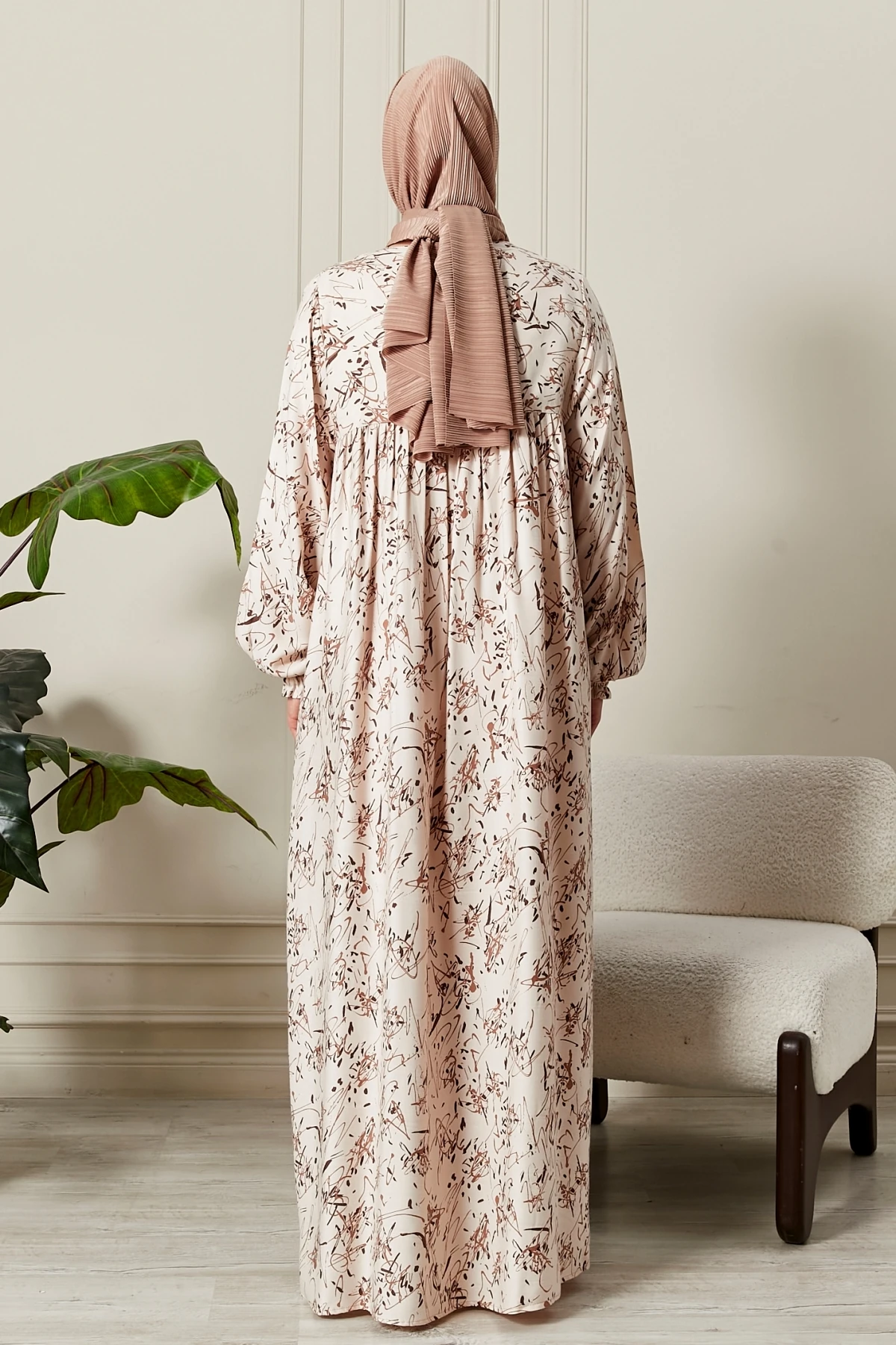 Düz Robadan Kışlık Kalın Kumaş Ekoseli Düz Kumaş Tessetür Giyim Anne Elbisesi Namaz Elbisesi