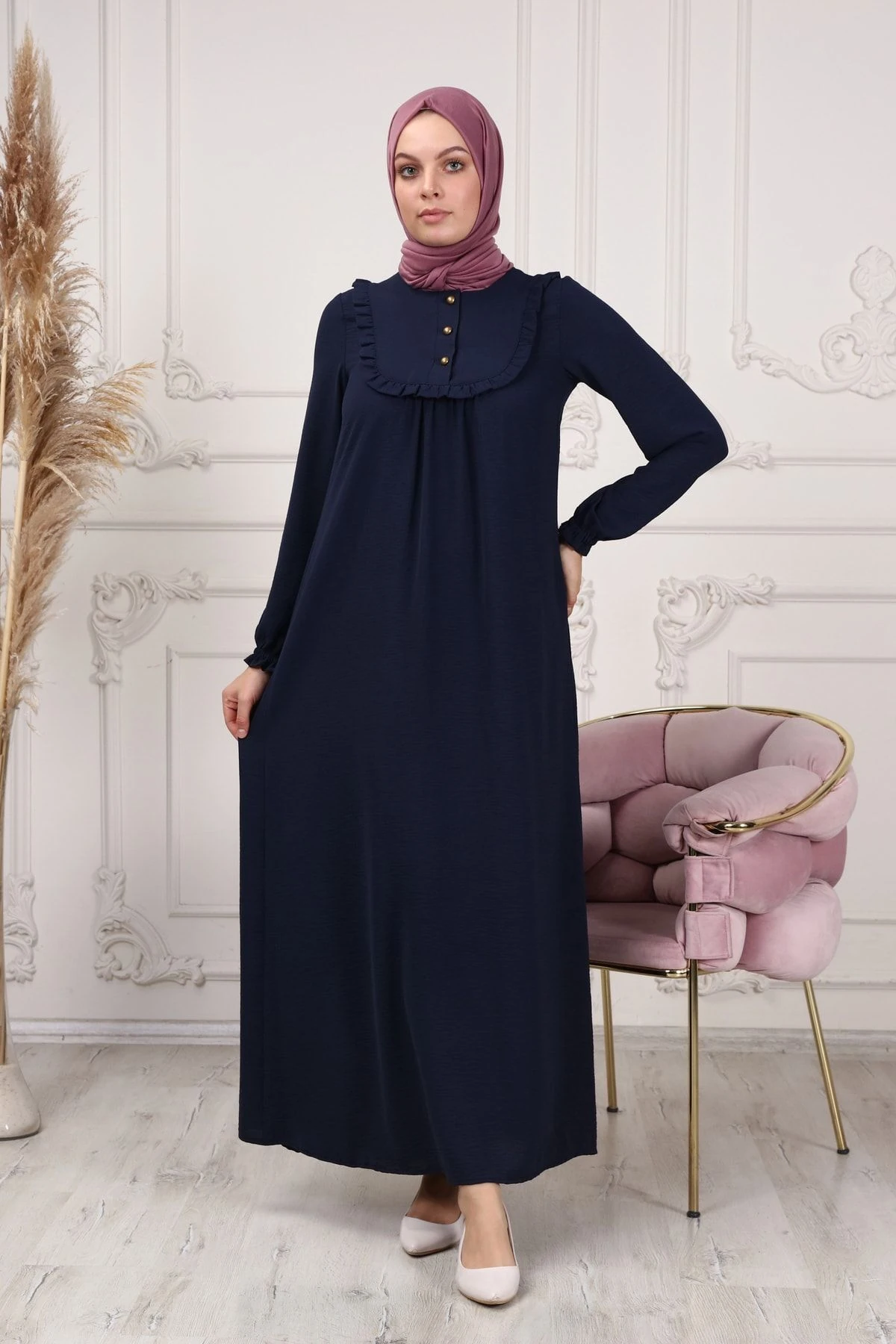 Fırfır Detaylı Aerobin Tessetür Elbise