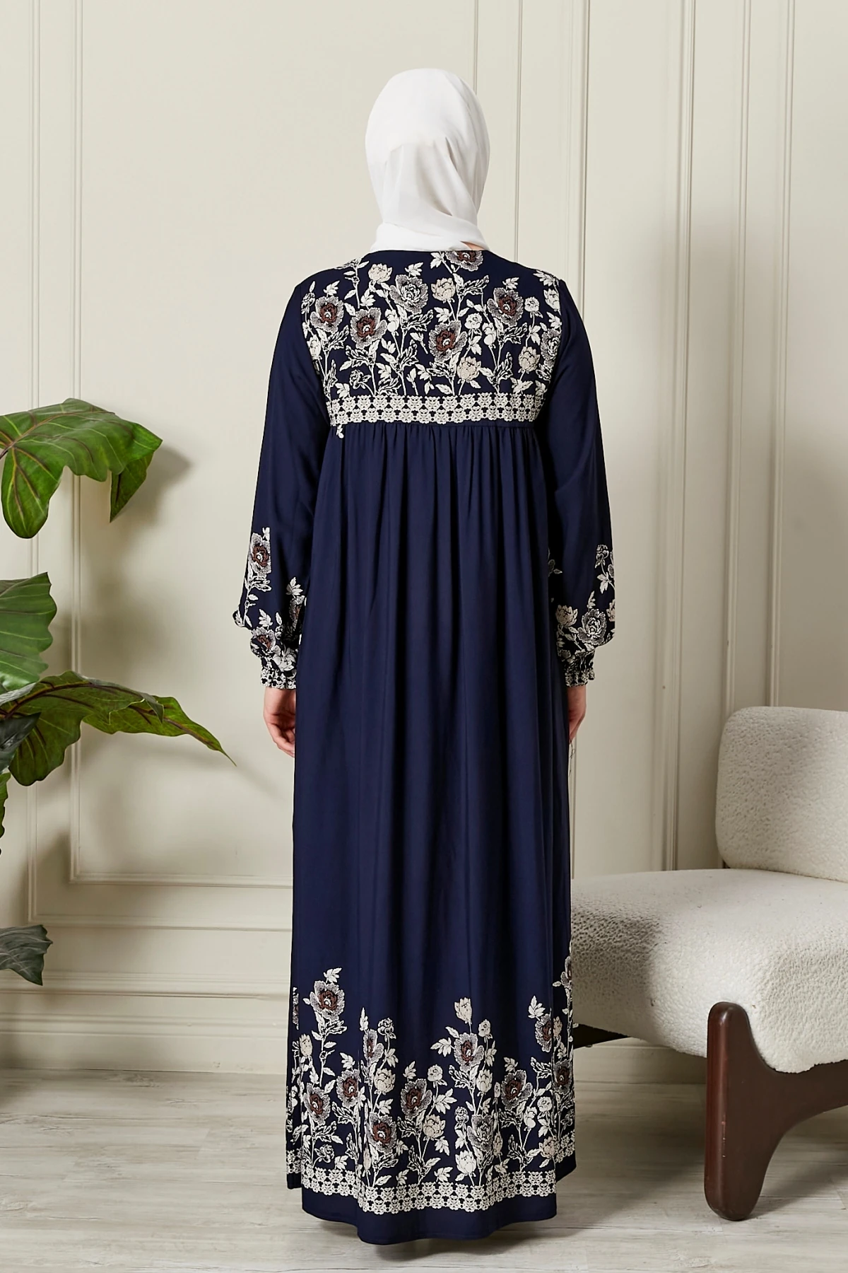 Düz Robadan Önü Düğmeli Viskon Kumaş Tessetür Giyim Anne Elbisesi Namaz Elbisesi