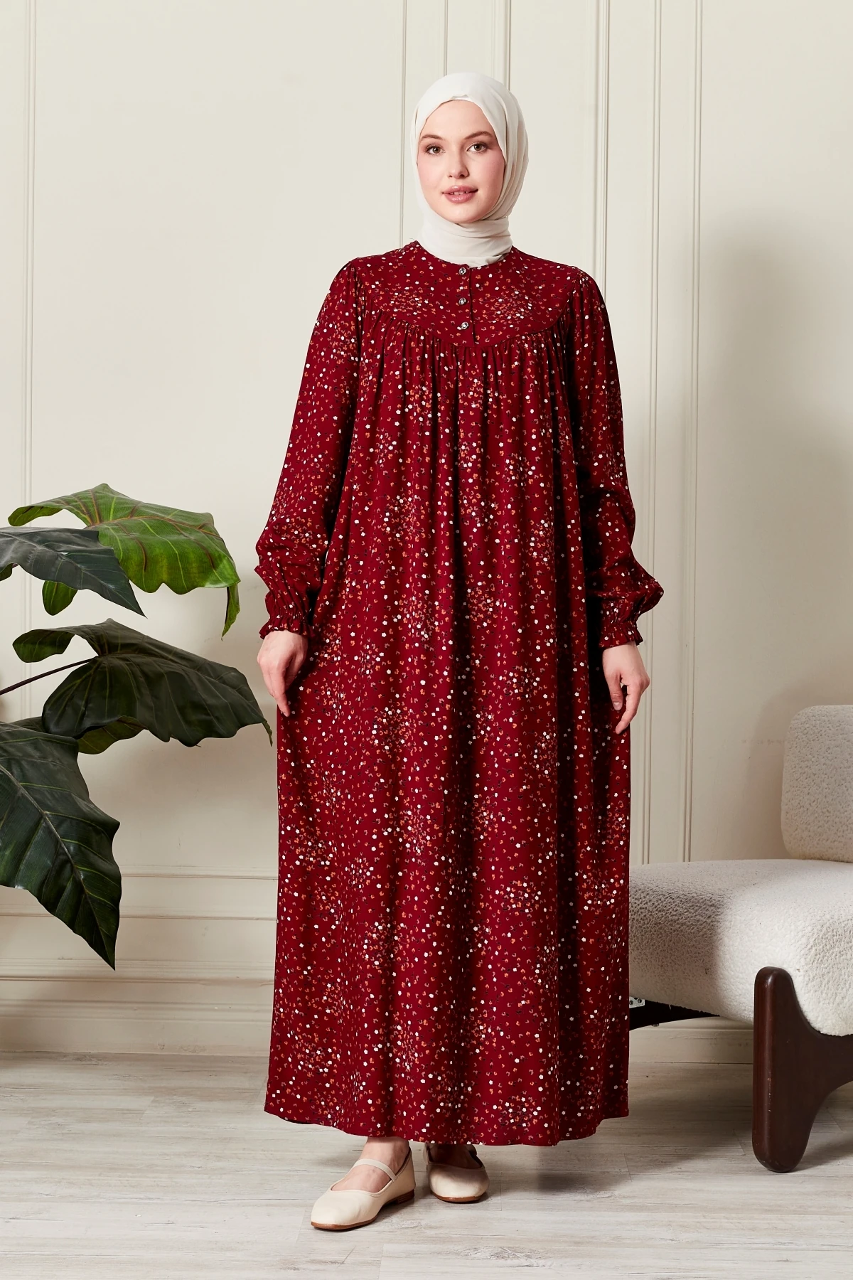 Çiçek Desen Kırmızı