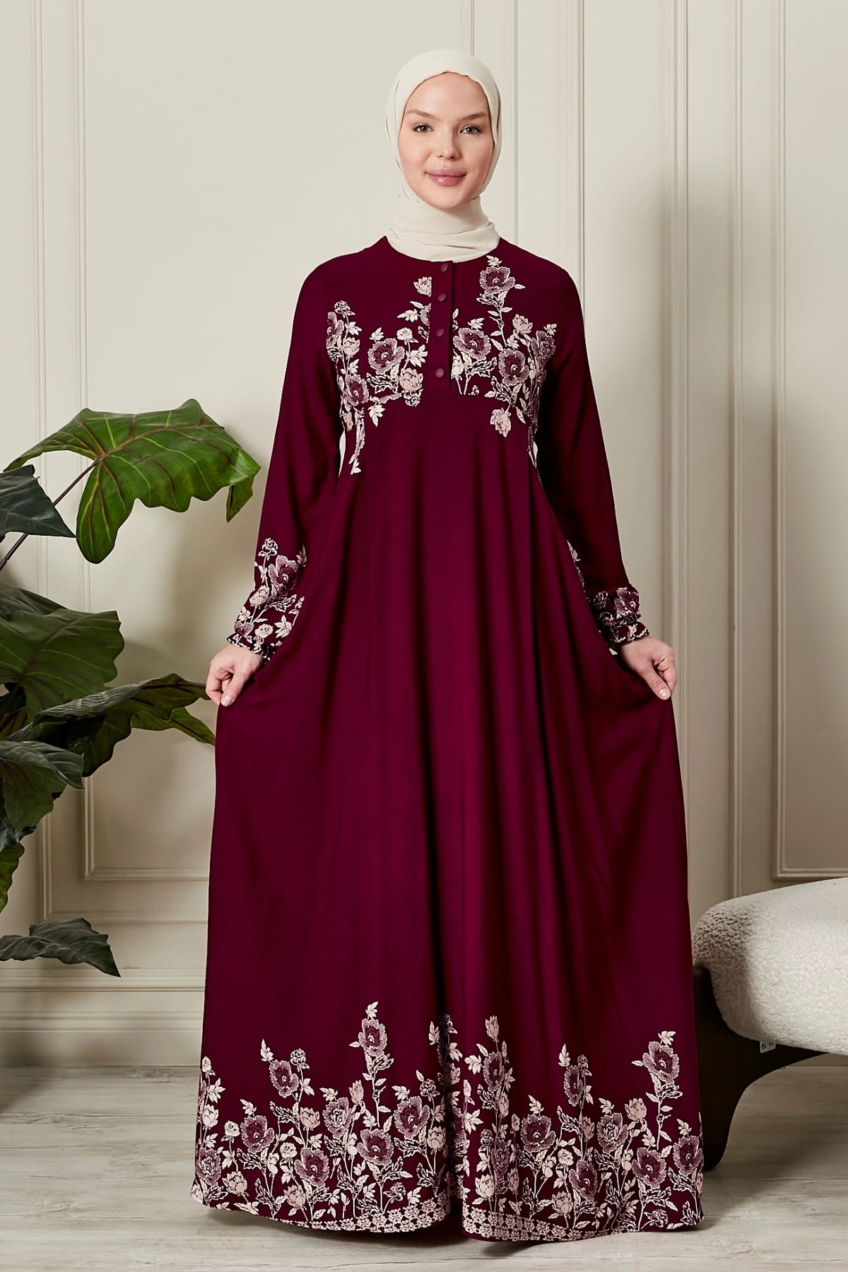 Çiçek Desen Kırmızı