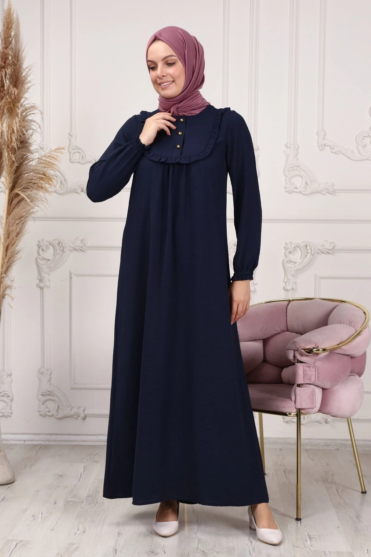 Fırfır Detaylı Aerobin Tessetür Elbise