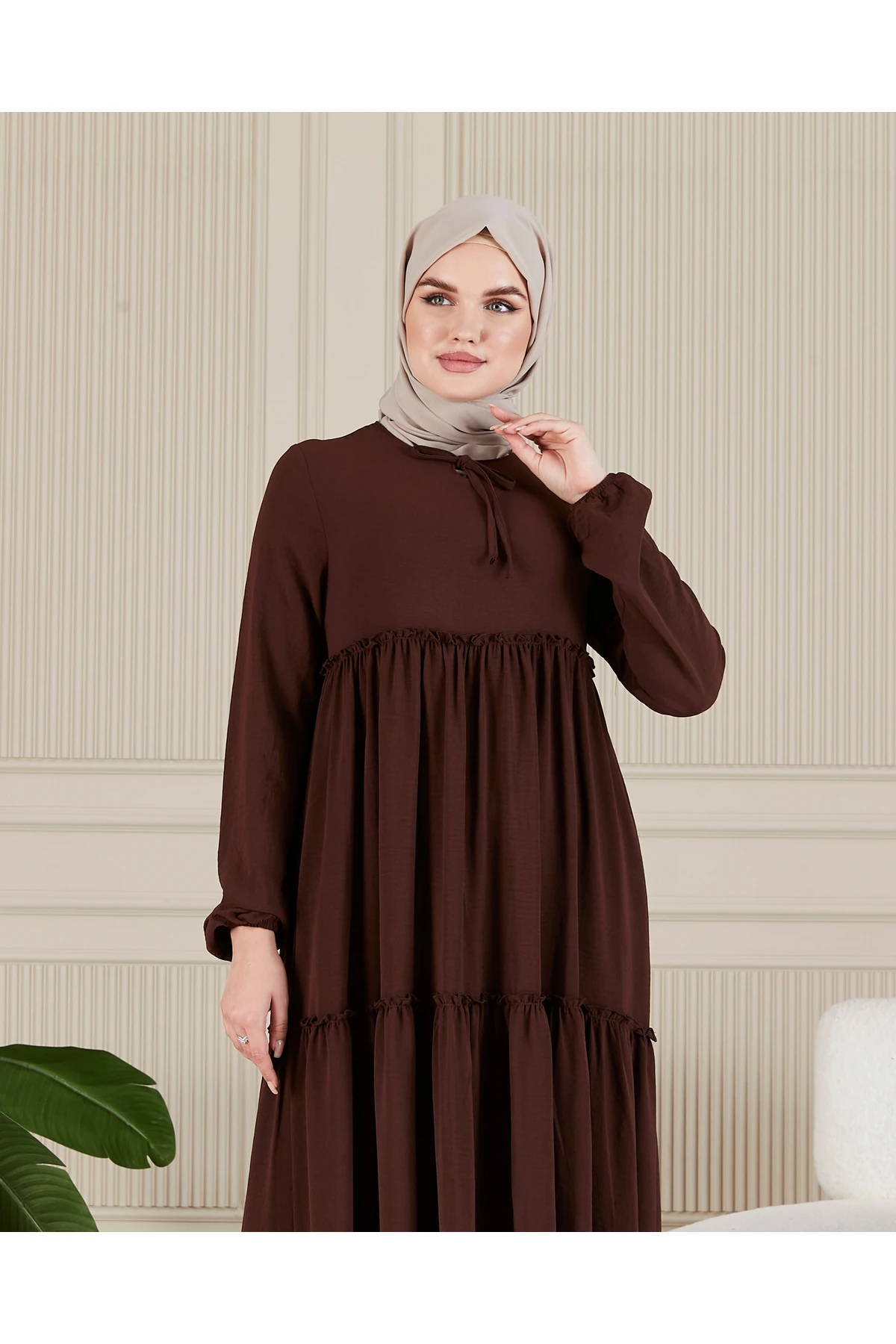 Eteği Kat Kat 3 Katlı Çingene Cepli  Düz Elbise Tesettür Elbise Anne Elbisesi Namaz Umre Elbisesi