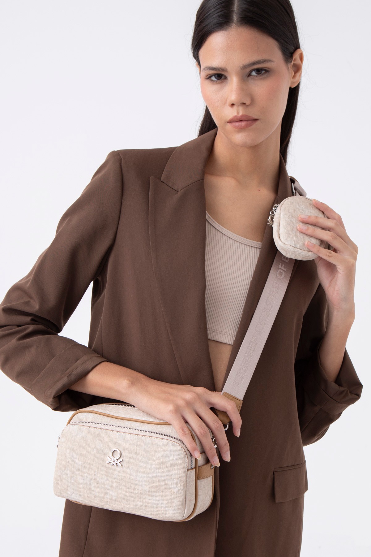 Benetton Çapraz Çanta Bej-Camel BNT 1292