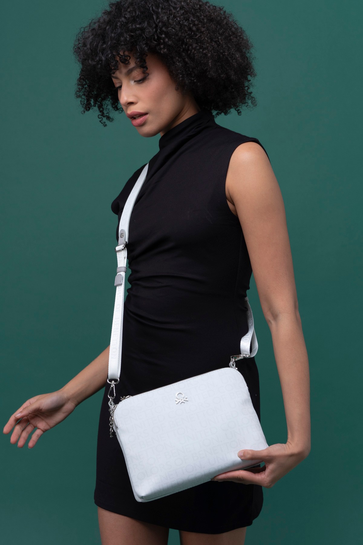 Benetton Çapraz Çanta Beyaz-A.Gri BNT 1275
